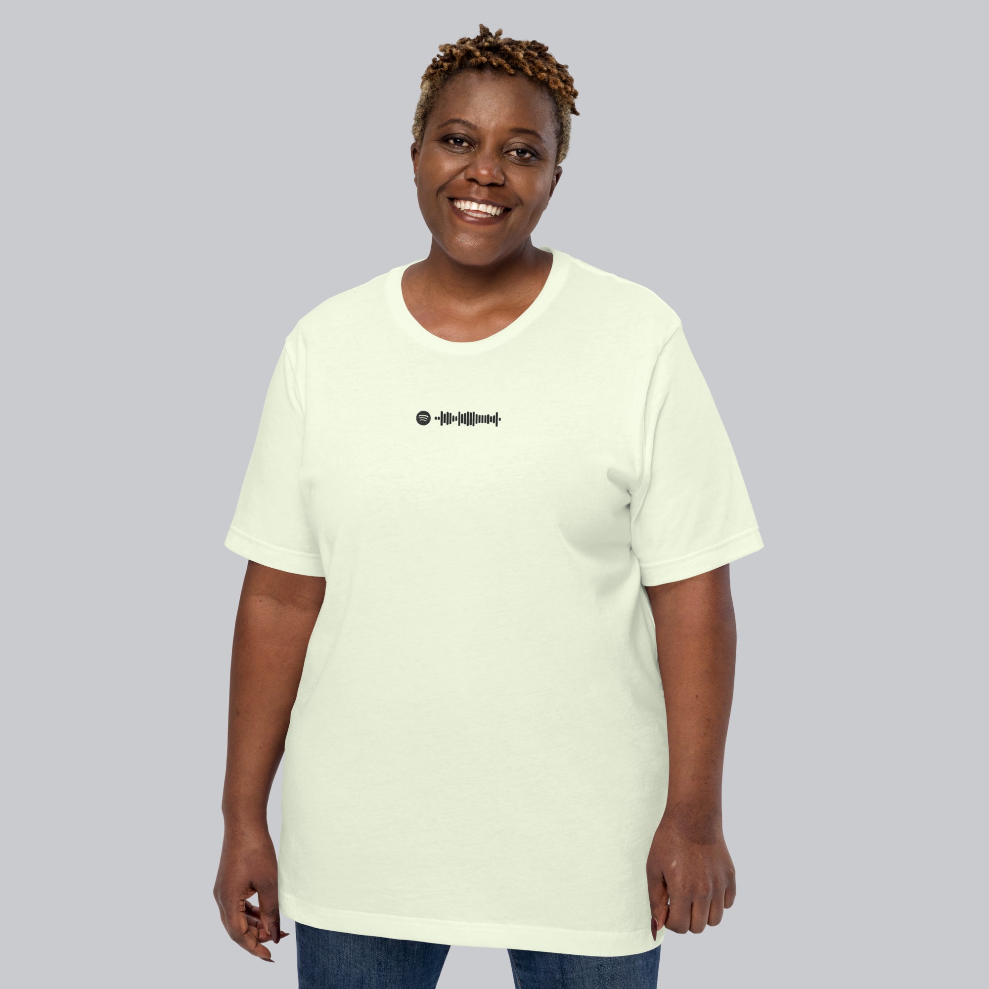 Light yellow unisex tshirt with custom music code