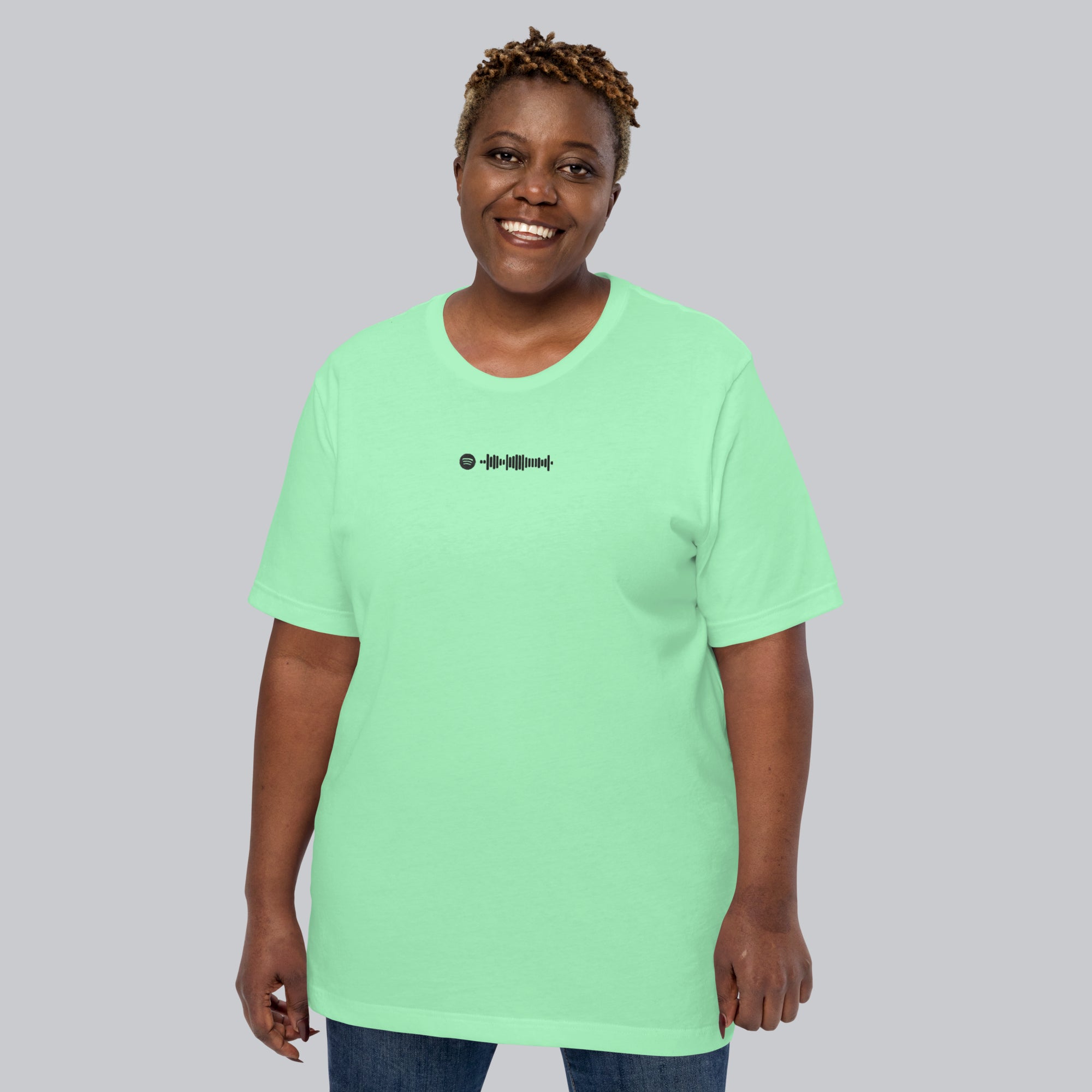 Mint unisex tshirt with custom music code