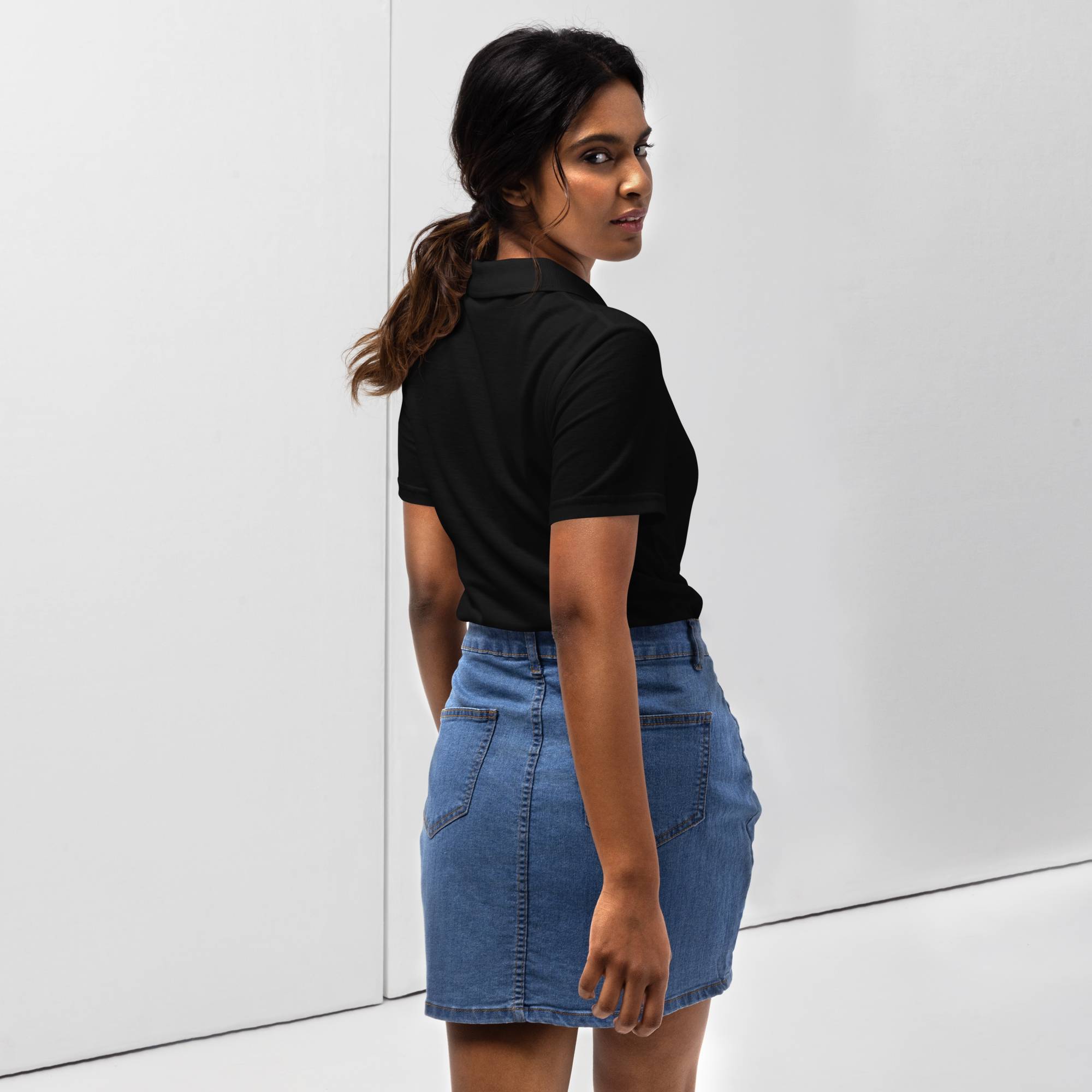 Black Women Polo Tshirt with custom Music Code