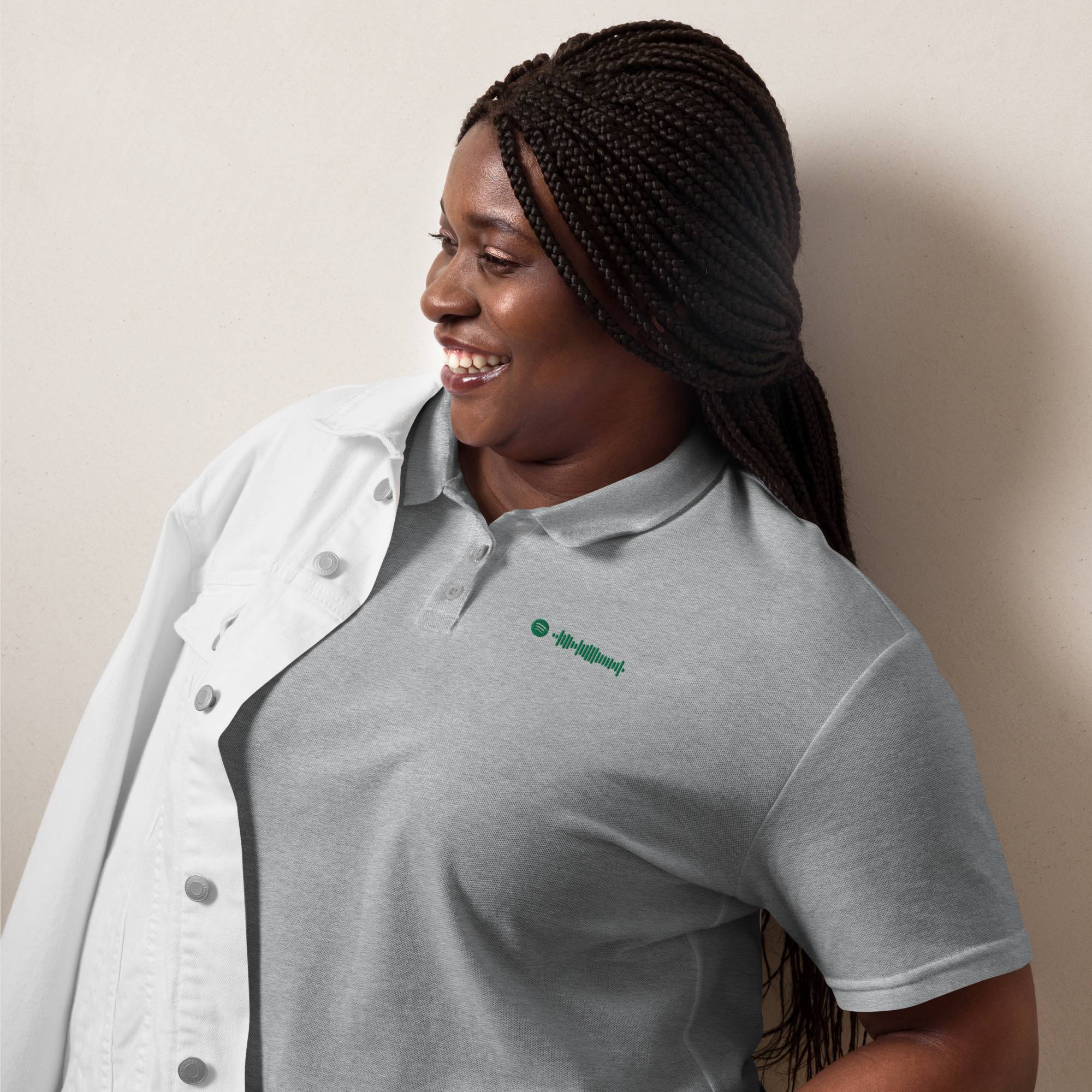 Grey Women Polo Tshirt with custom Music Code
