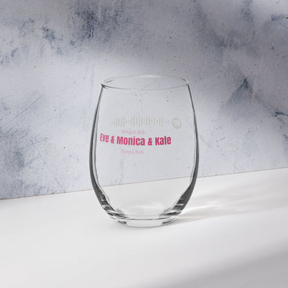 Stemless Wine Glass with custom Music Code