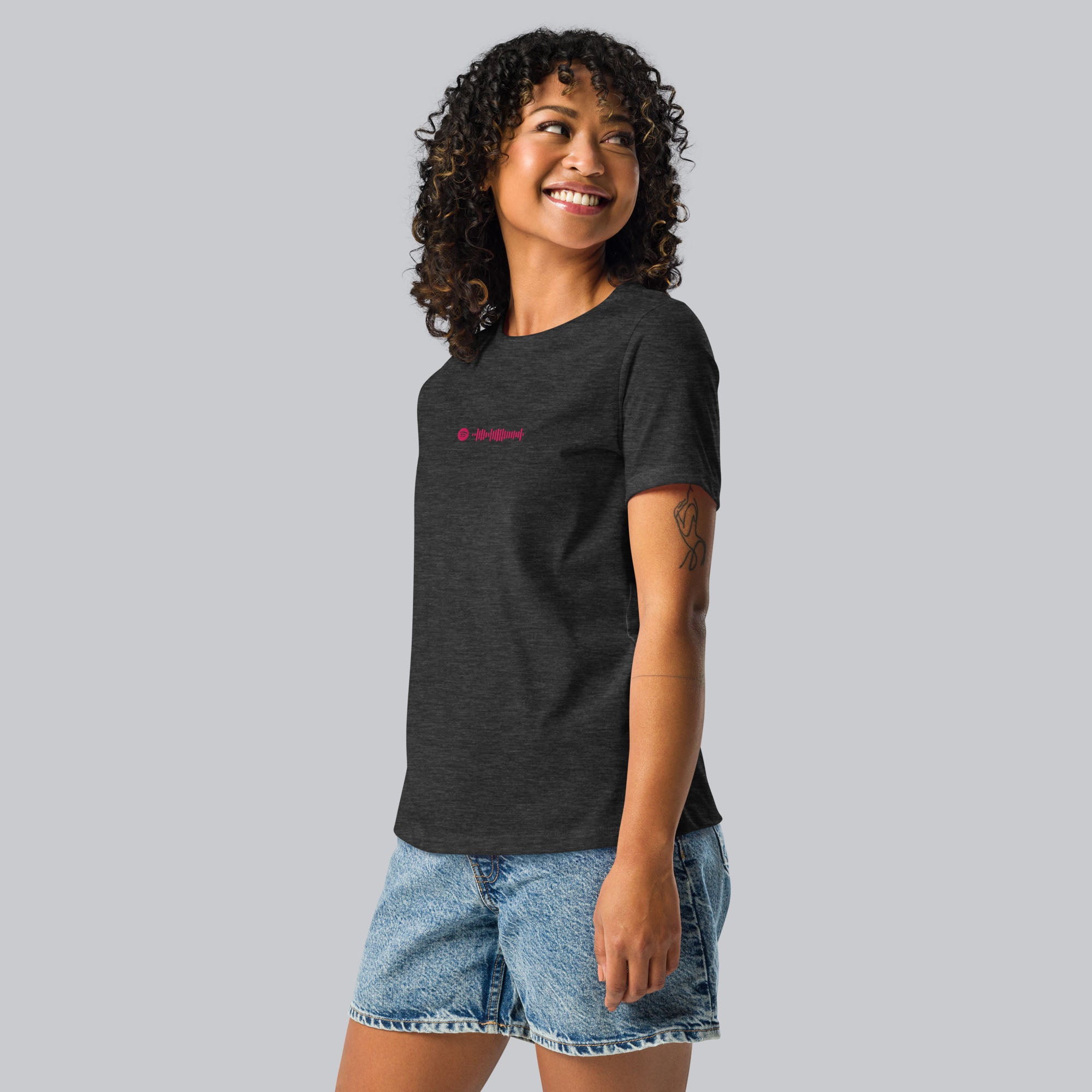 Dark grey Women tshirt with custom music code
