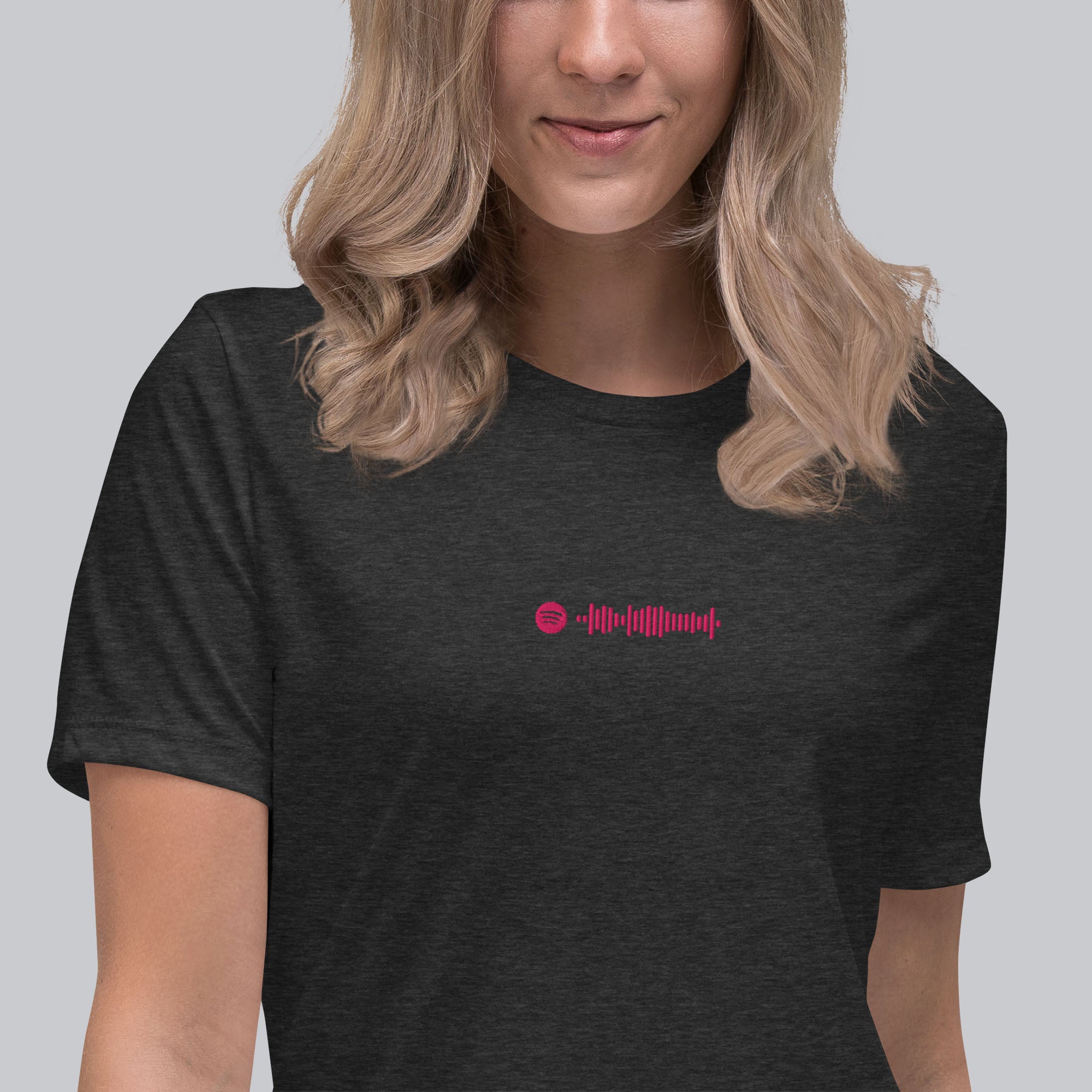 Dark grey Women tshirt with custom music code