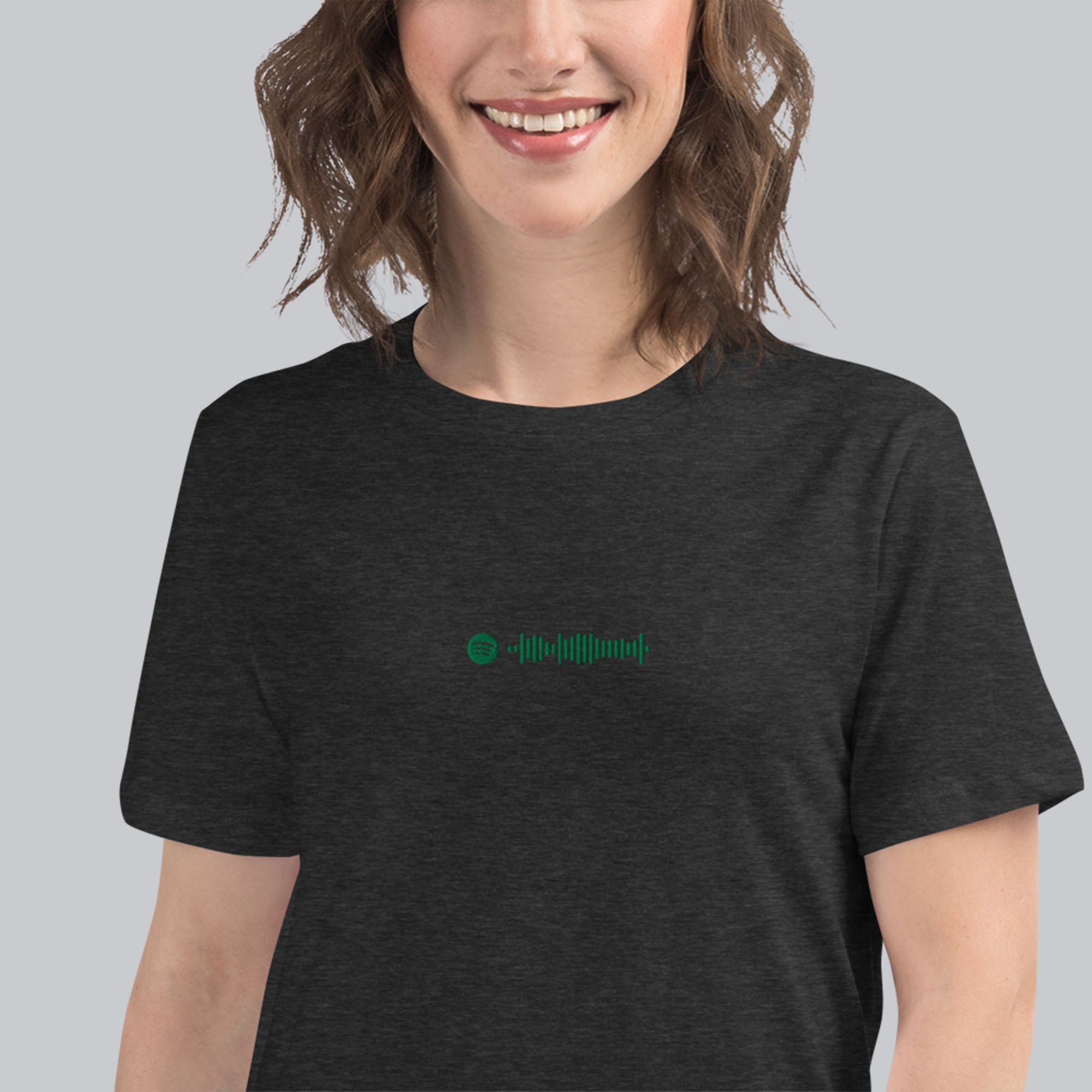 Dark grey Women tshirt with custom music code
