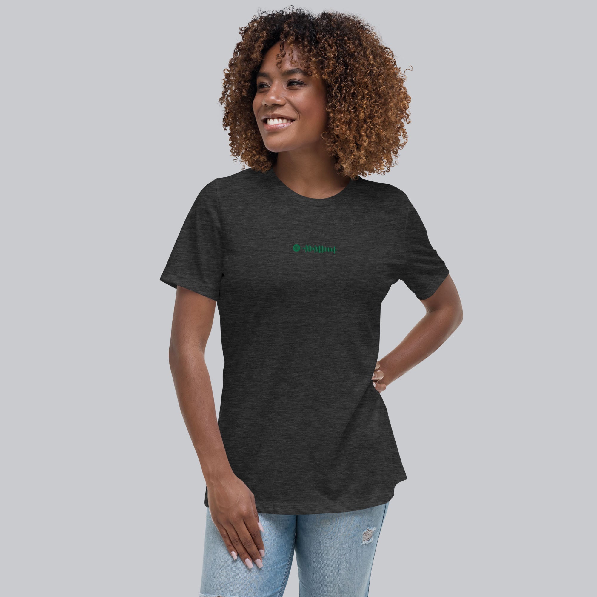 Dark grey Women tshirt with custom music code