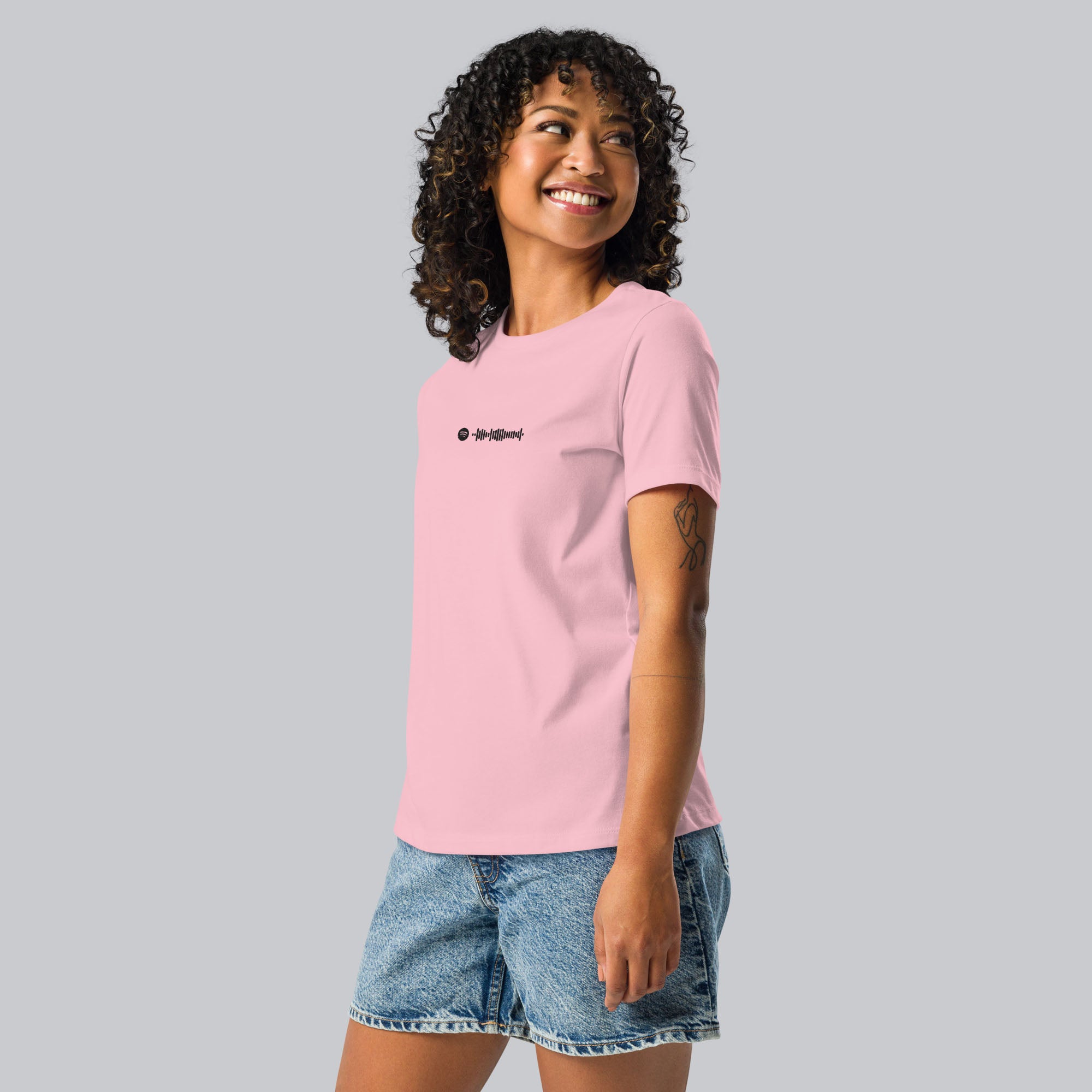Light pink Women tshirt with custom music code