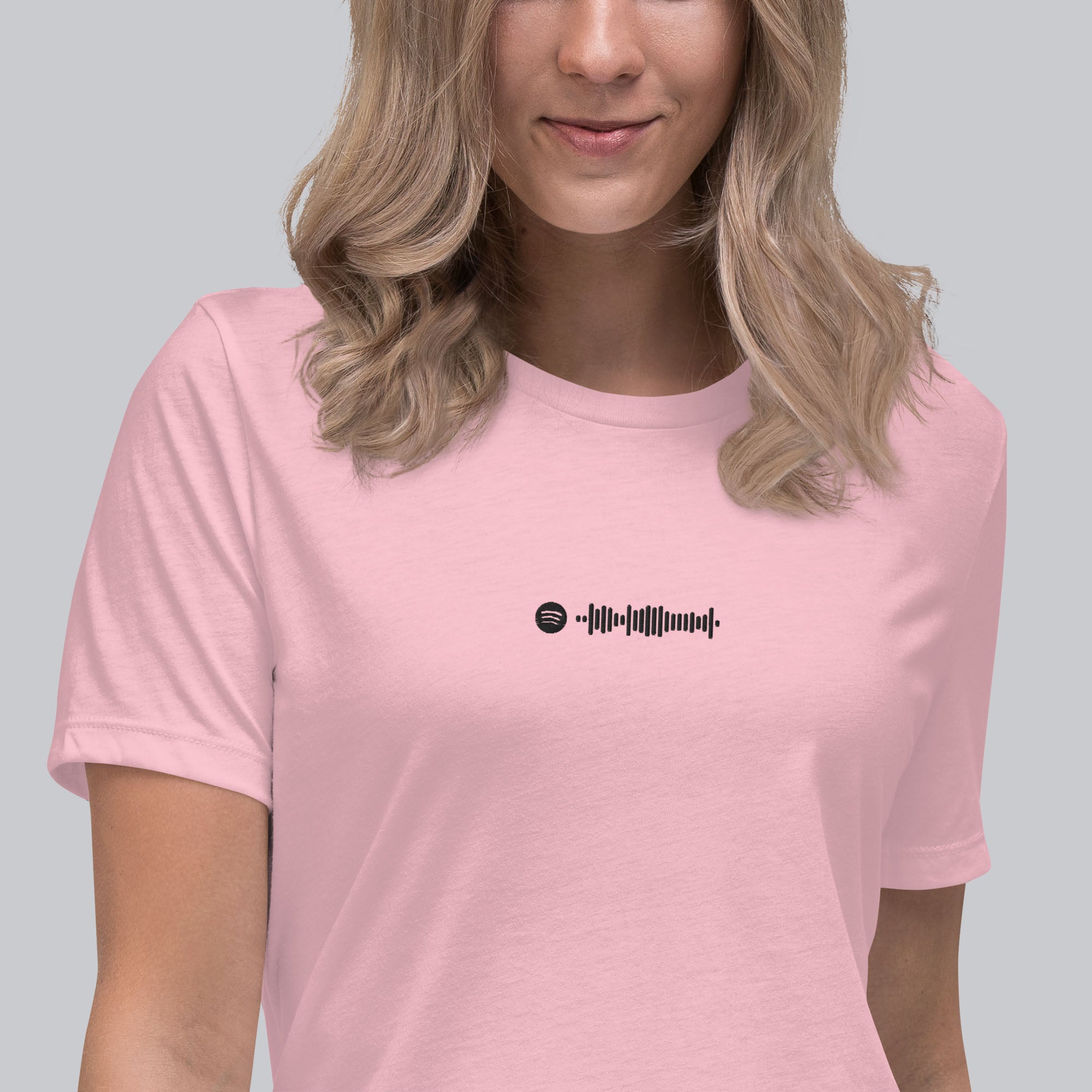 Light pink Women tshirt with custom music code
