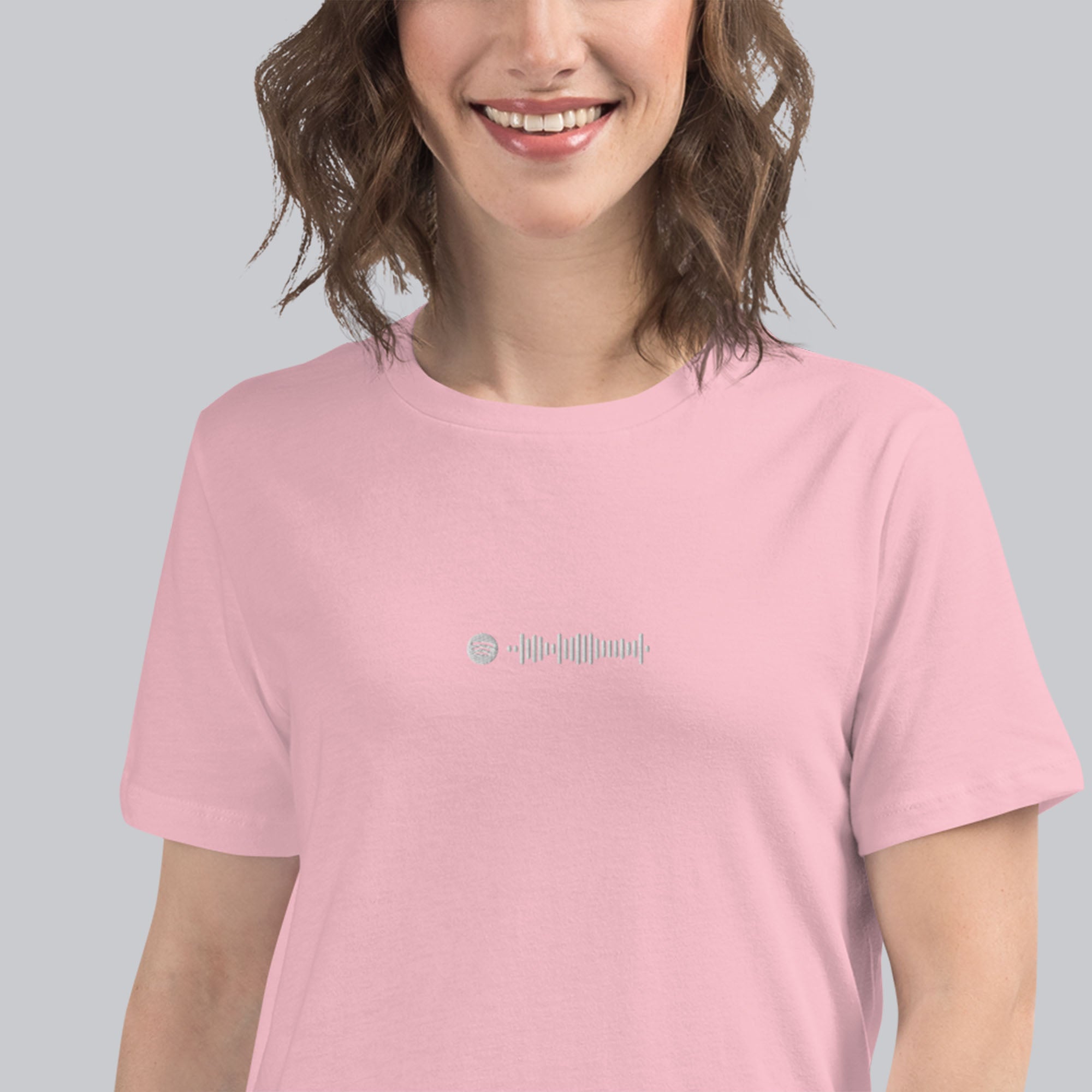 Light pink Women tshirt with custom music code