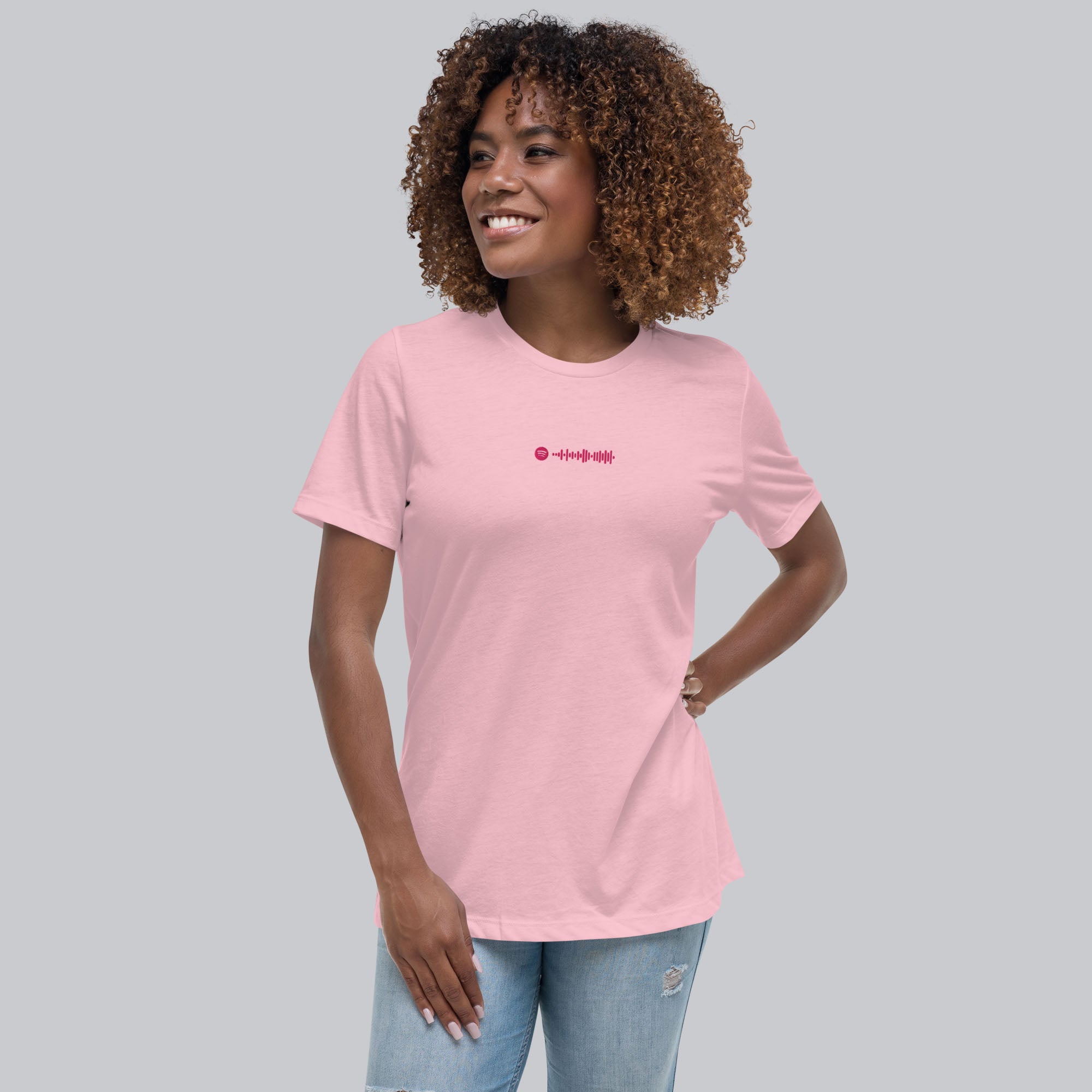 Light pink Women tshirt with custom music code