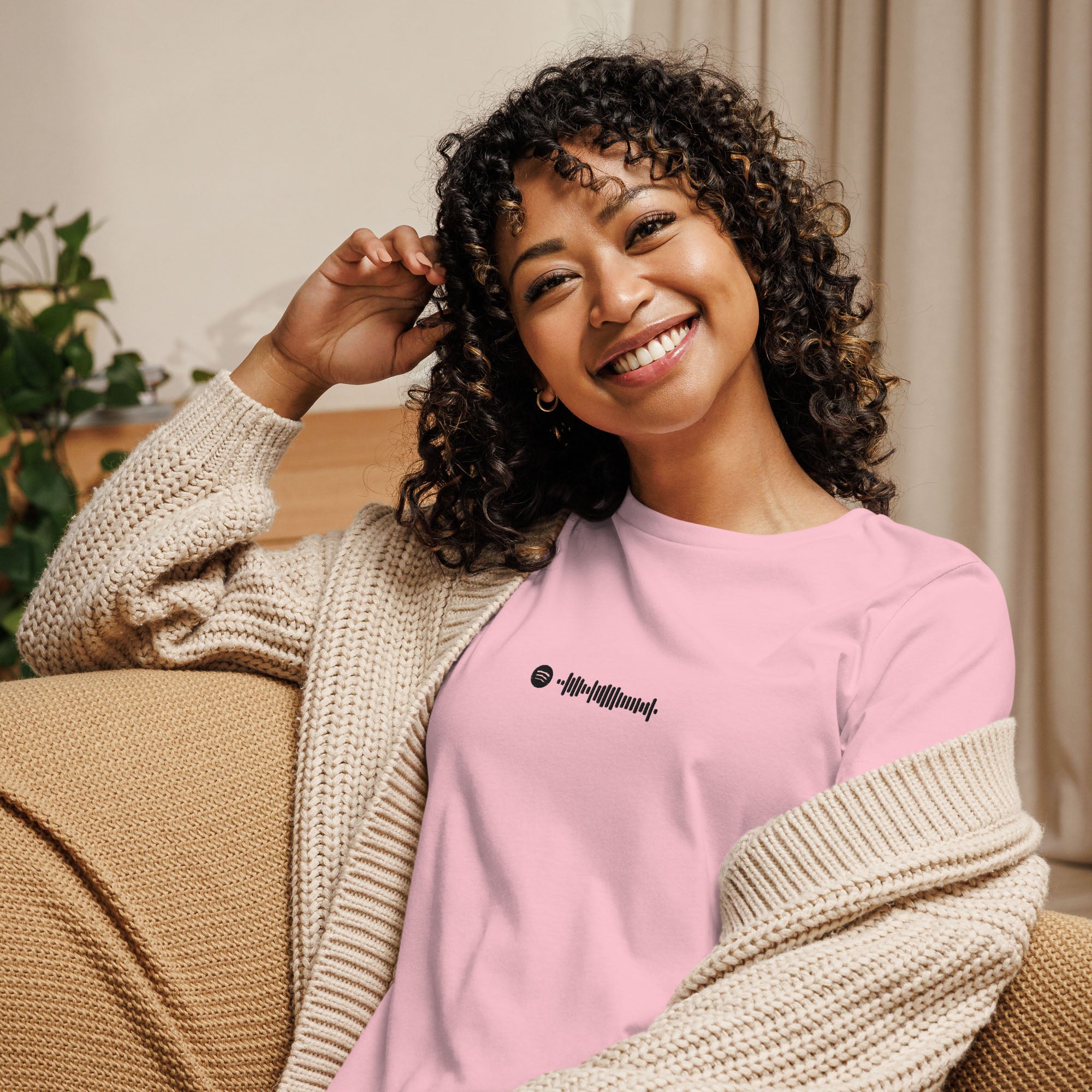 Light pink Women tshirt with custom music code