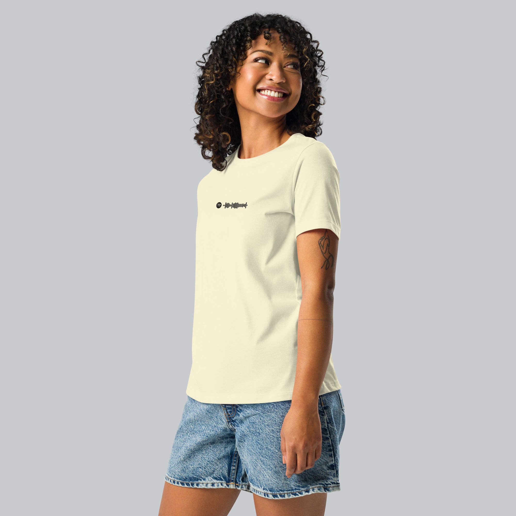 Light yellow Women tshirt with custom music code