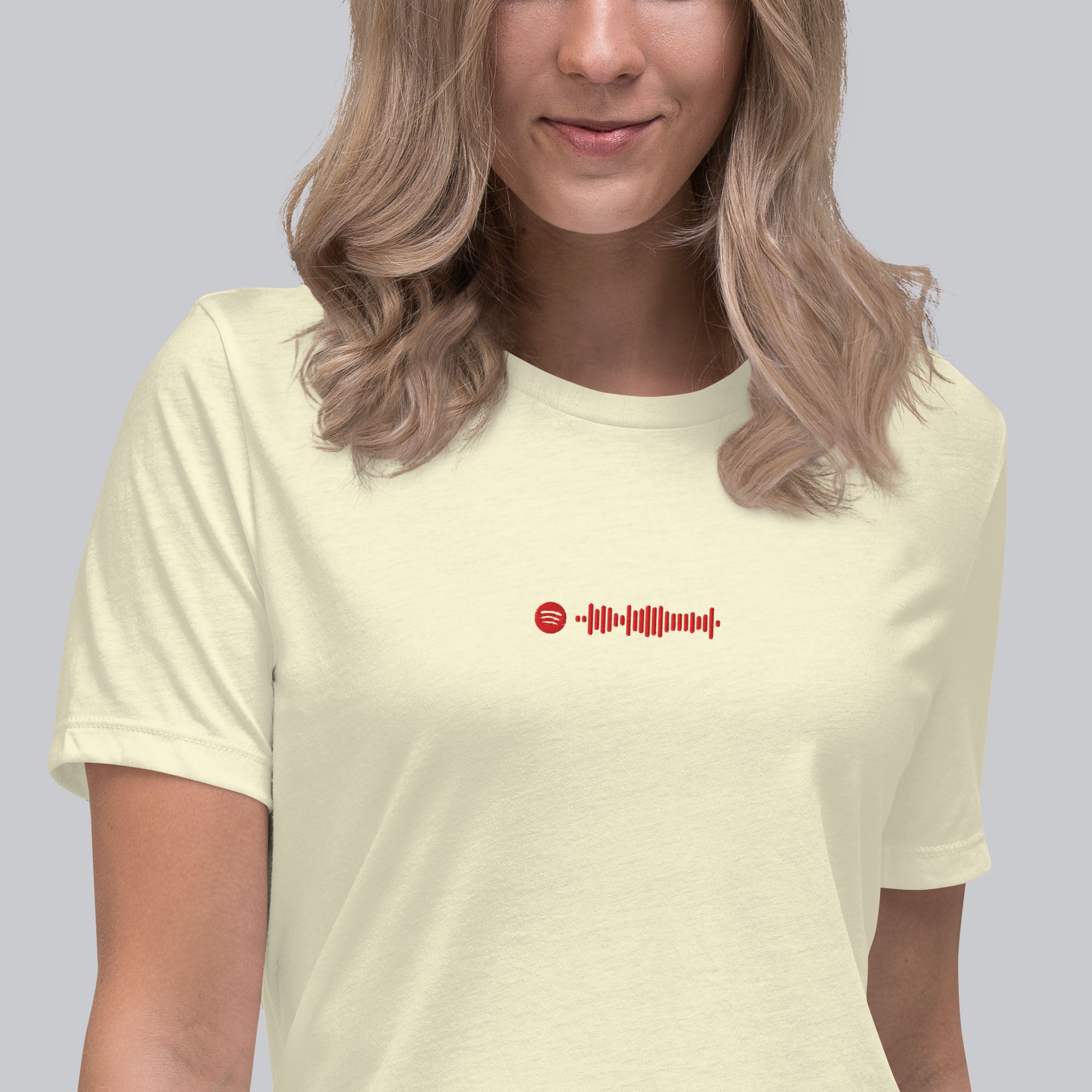 Light yellow Women tshirt with custom music code