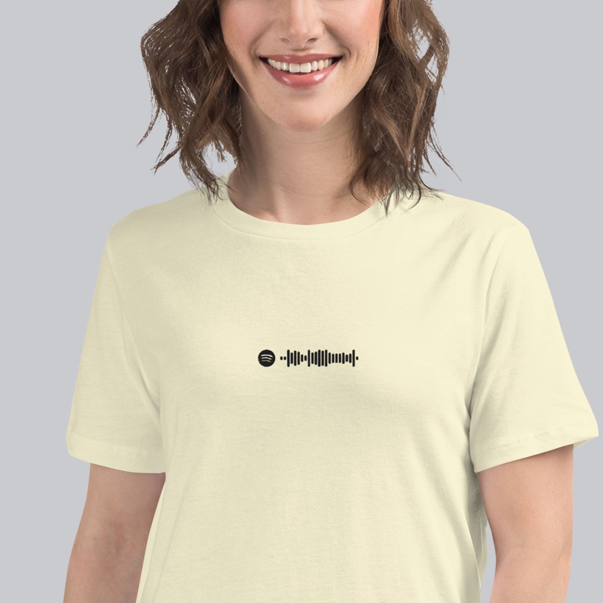 Light yellow Women tshirt with custom music code