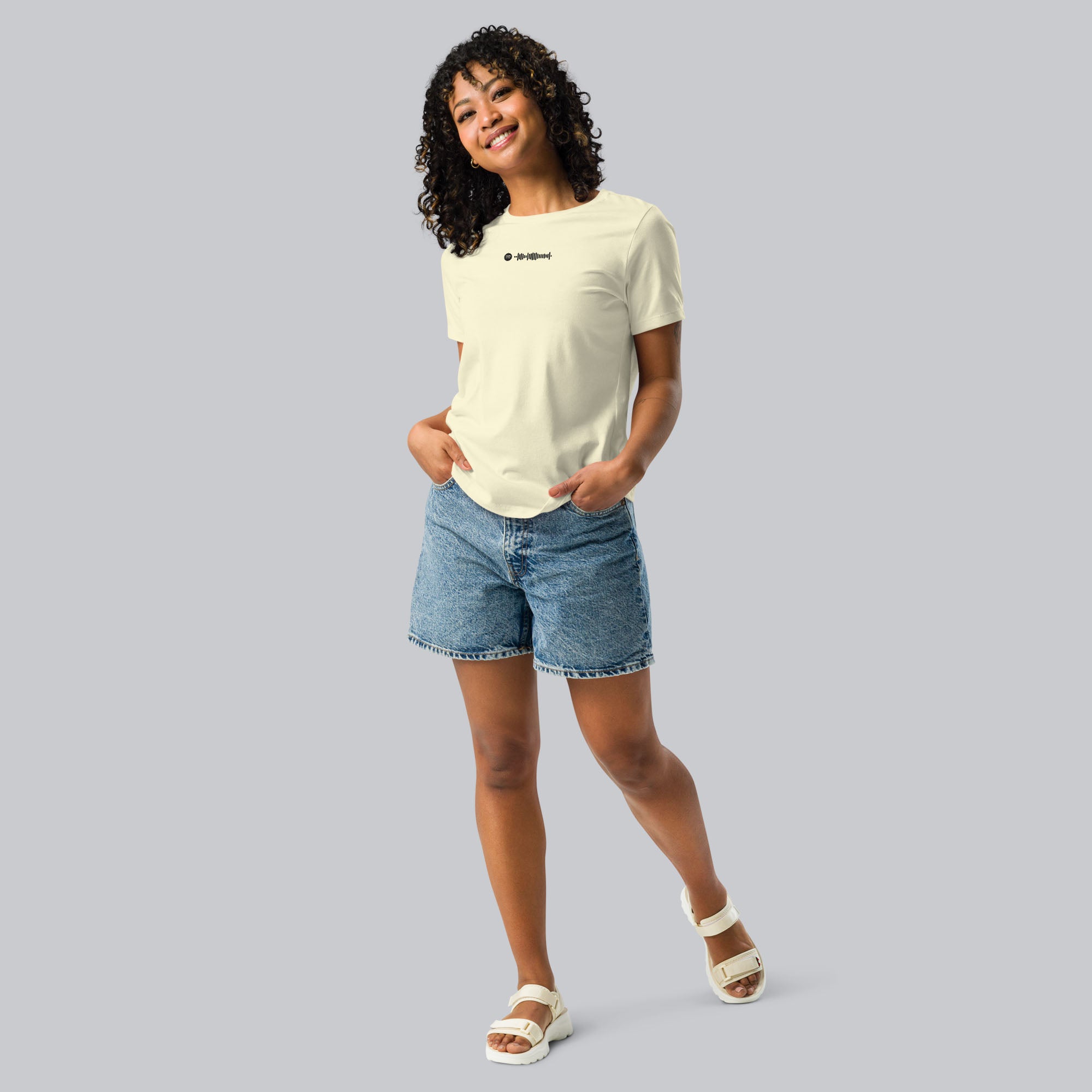 Light yellow Women tshirt with custom music code