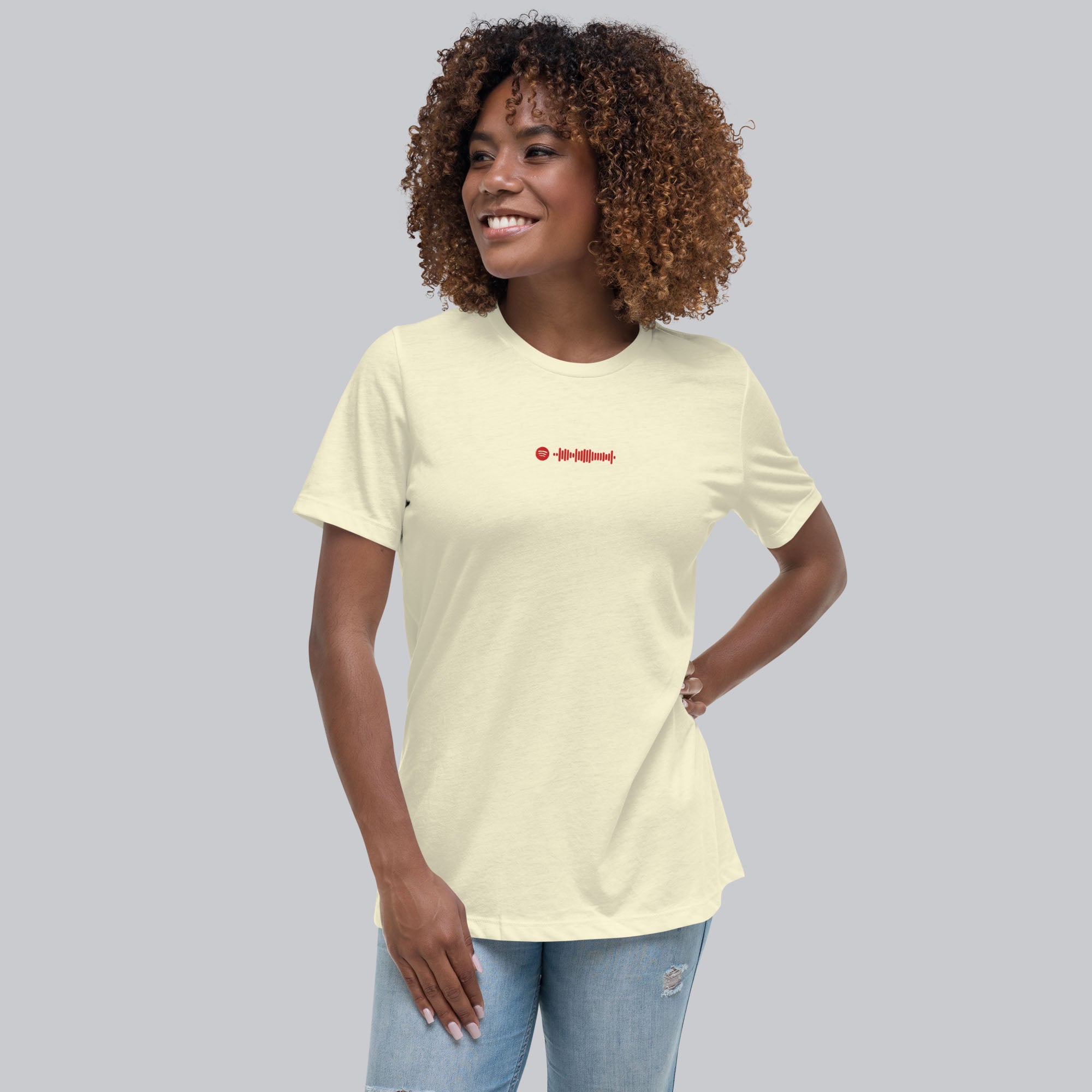 Light yellow Women tshirt with custom music code