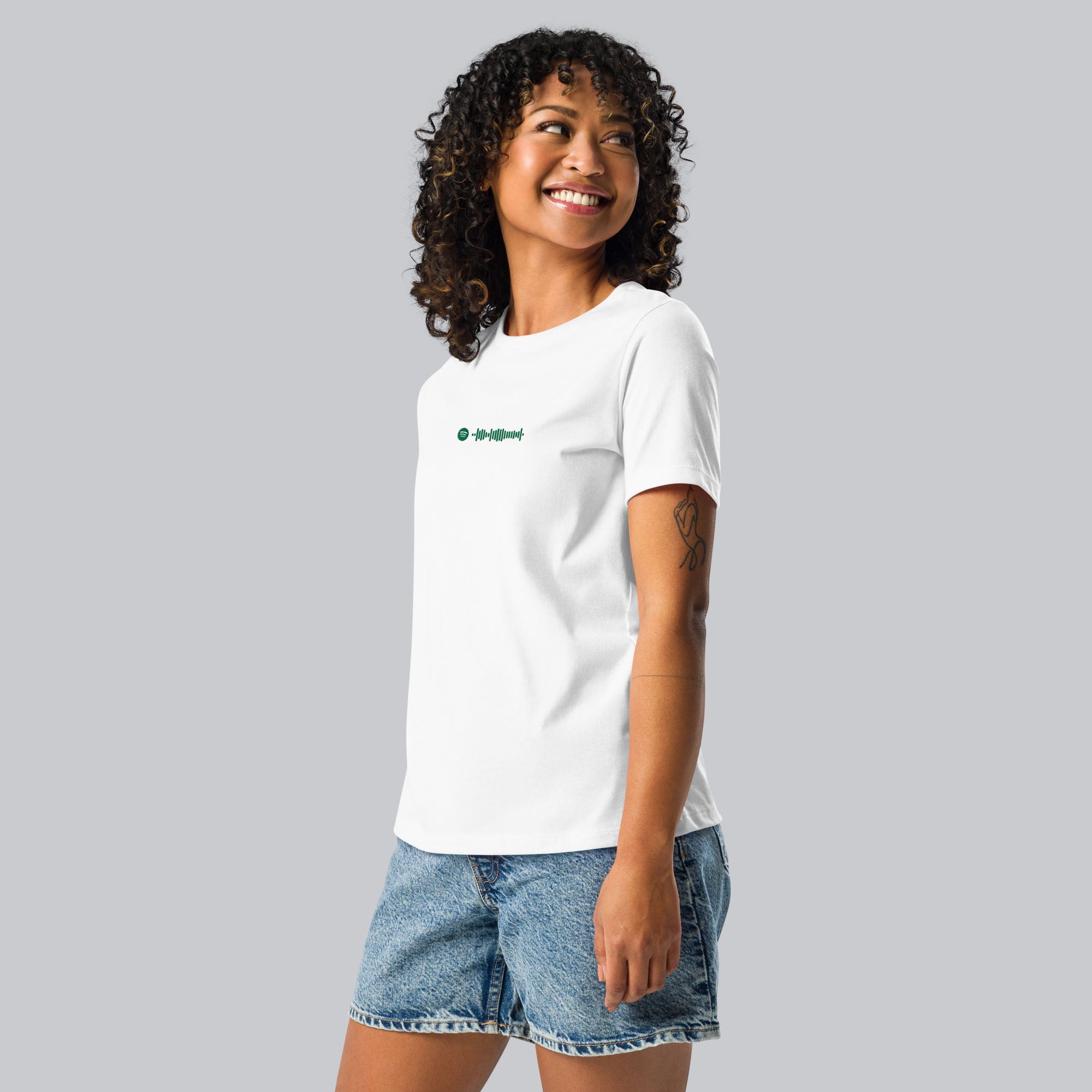 White Women tshirt with custom music code
