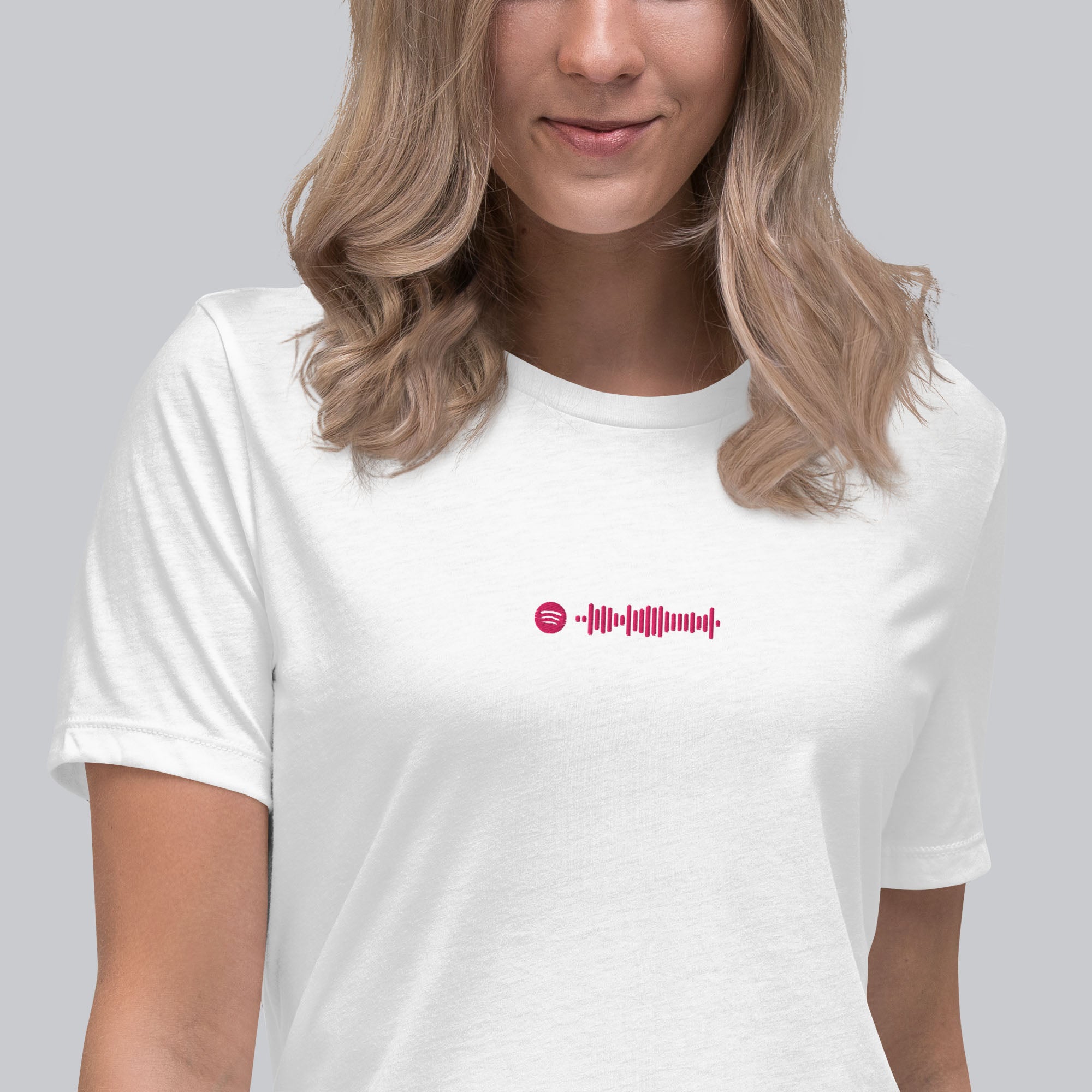 White Women tshirt with custom music code