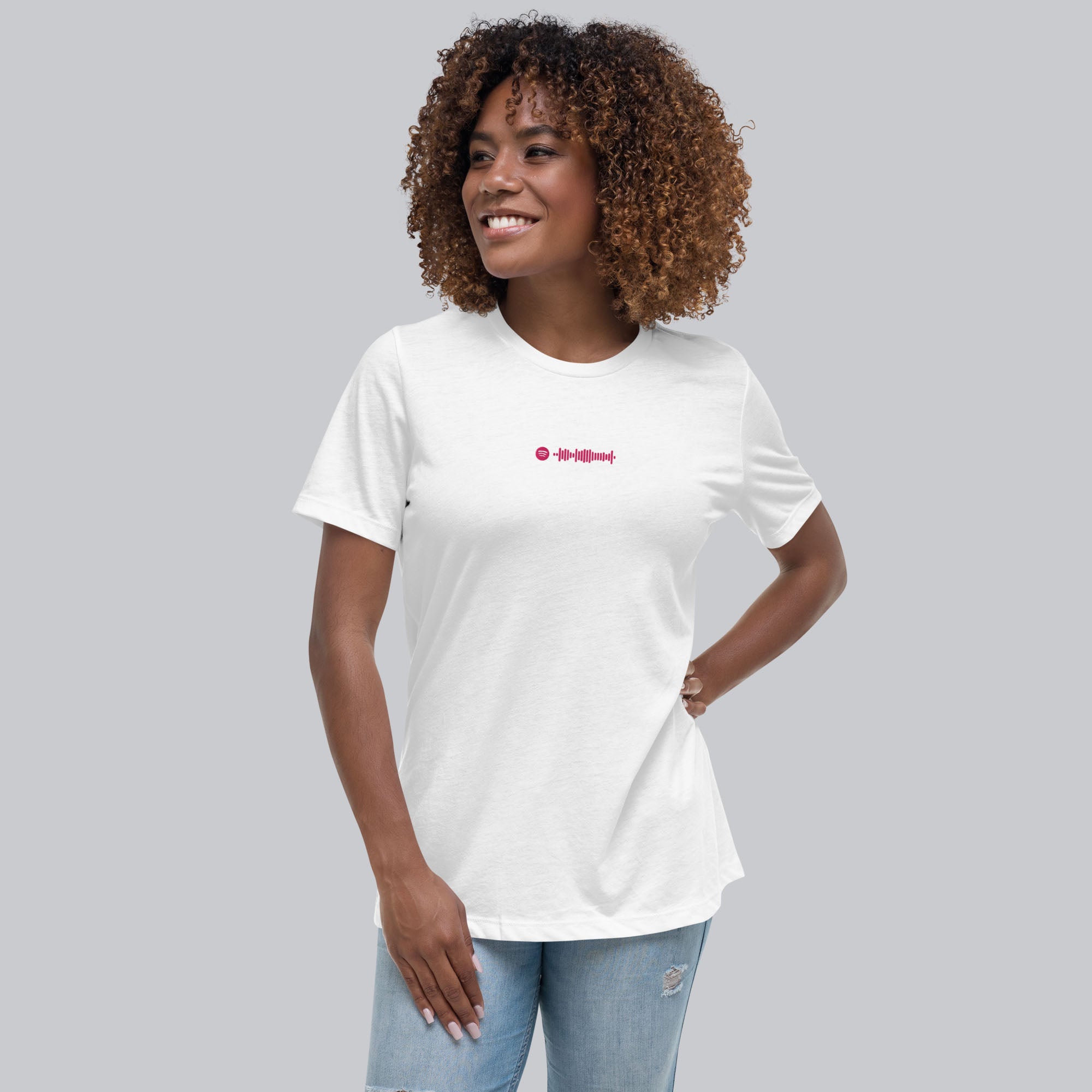 White Women tshirt with custom music code