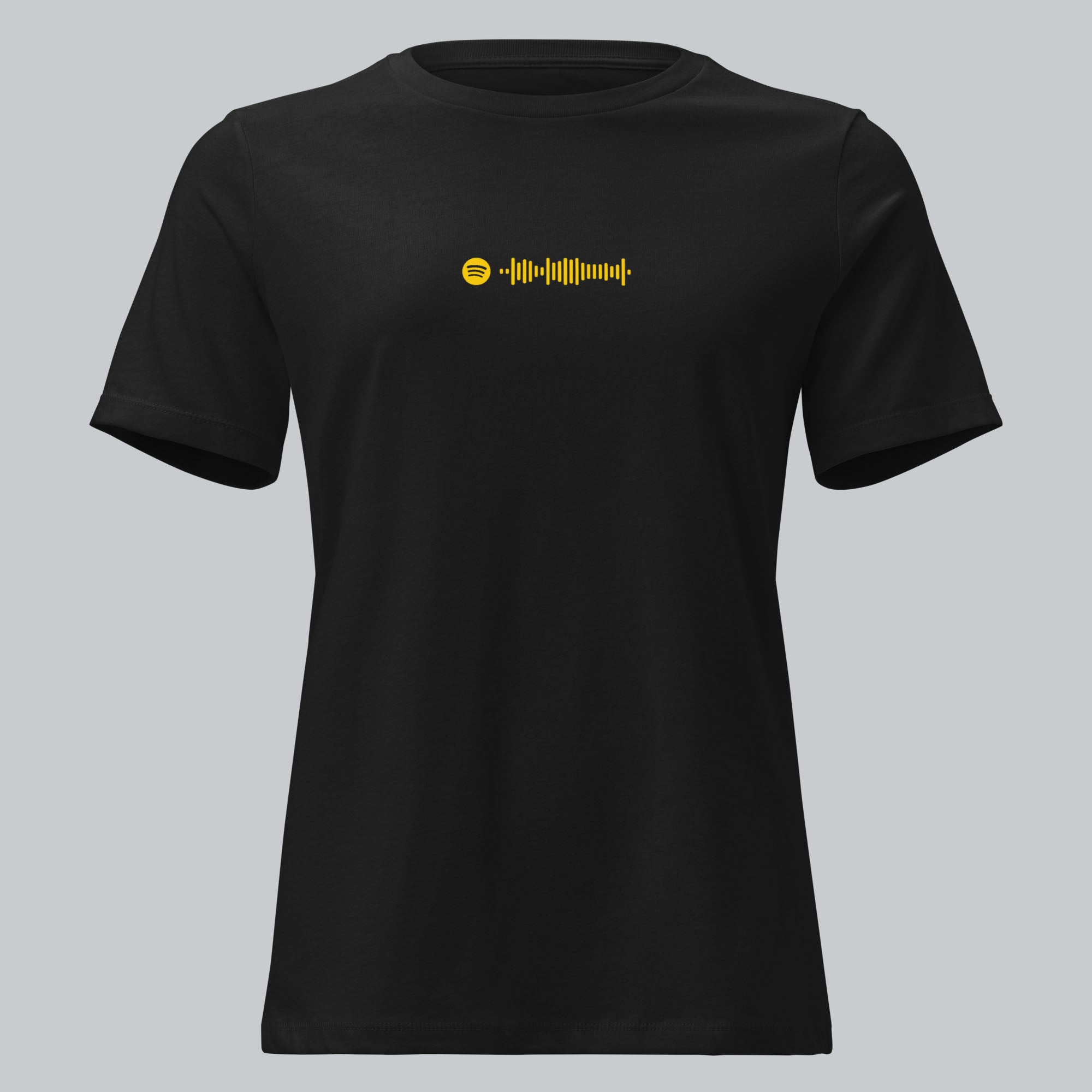 Black Women's tshirt with printed custom music code and custom text