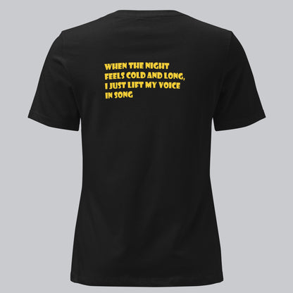 Black Women's tshirt with printed custom music code and custom text