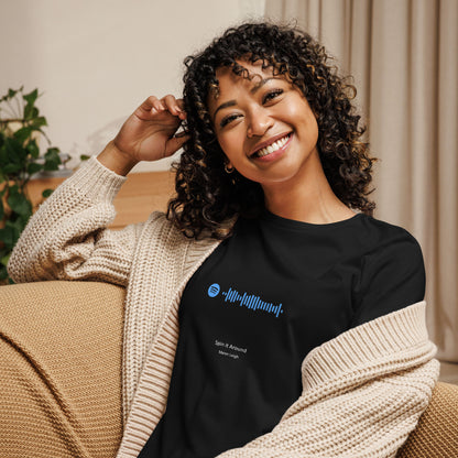 Black Women's tshirt with printed custom music code and custom text
