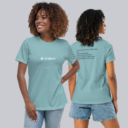 Blue lagoon Women's tshirt with printed custom music code and custom text