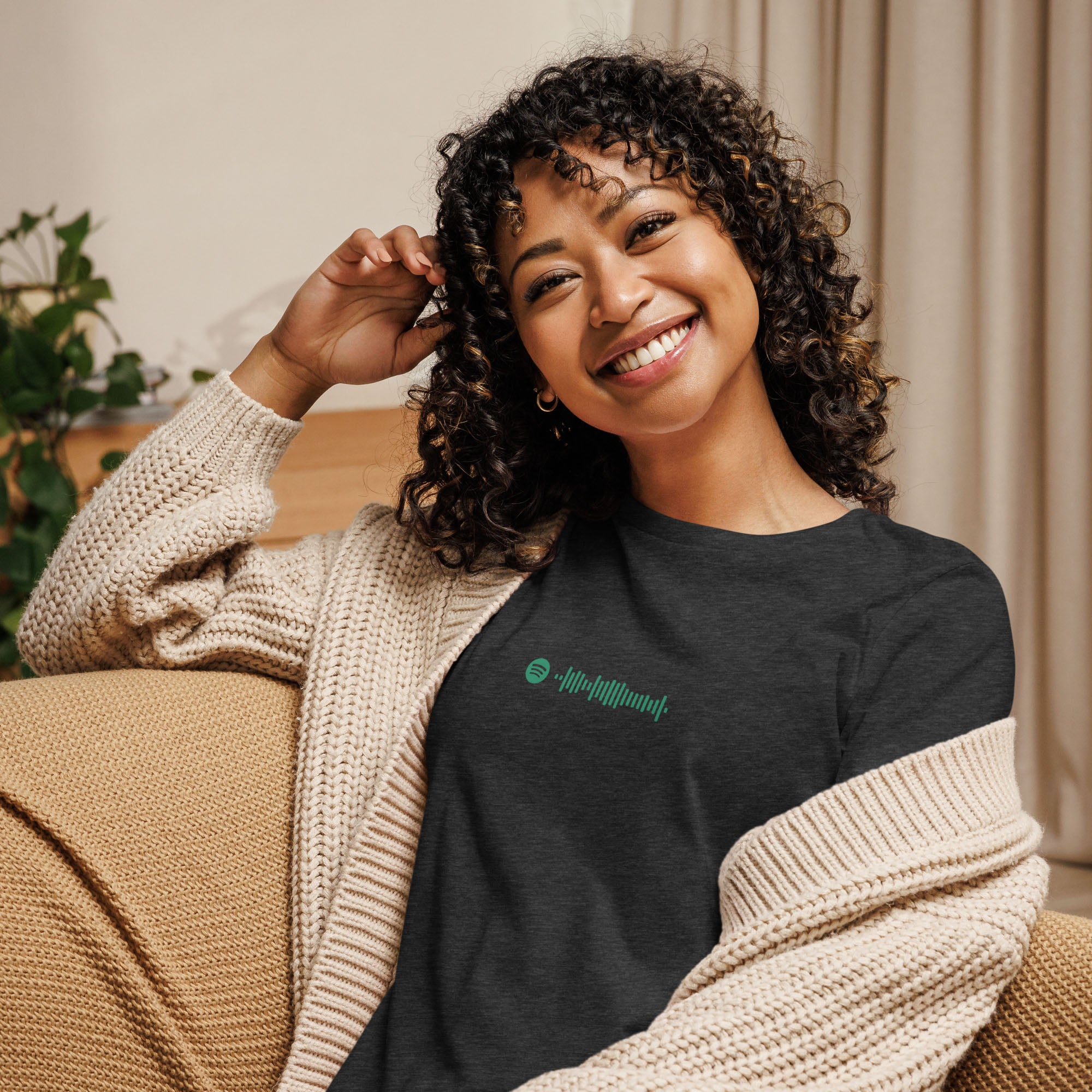 Dark grey Women's tshirt with printed custom music code and custom text