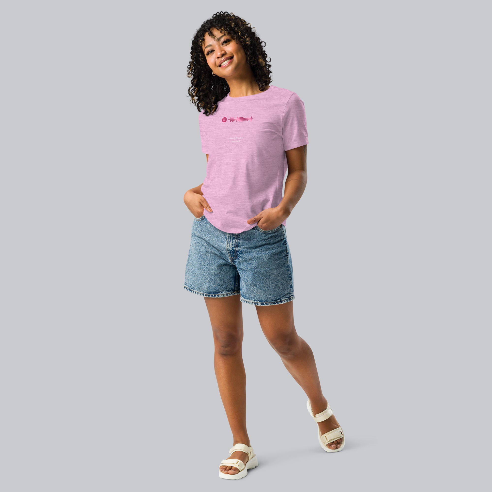 Lilac Women's tshirt with printed custom music code and custom text