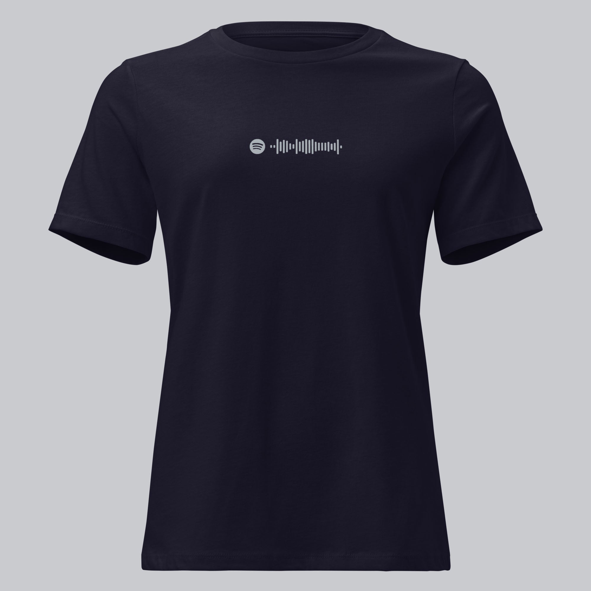 Navy Women's tshirt with printed custom music code and custom text