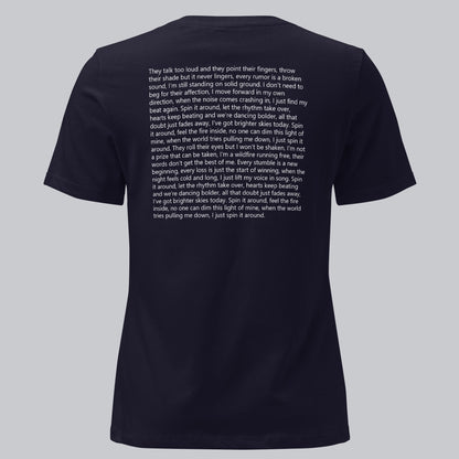 Navy Women's tshirt with printed custom music code and custom text