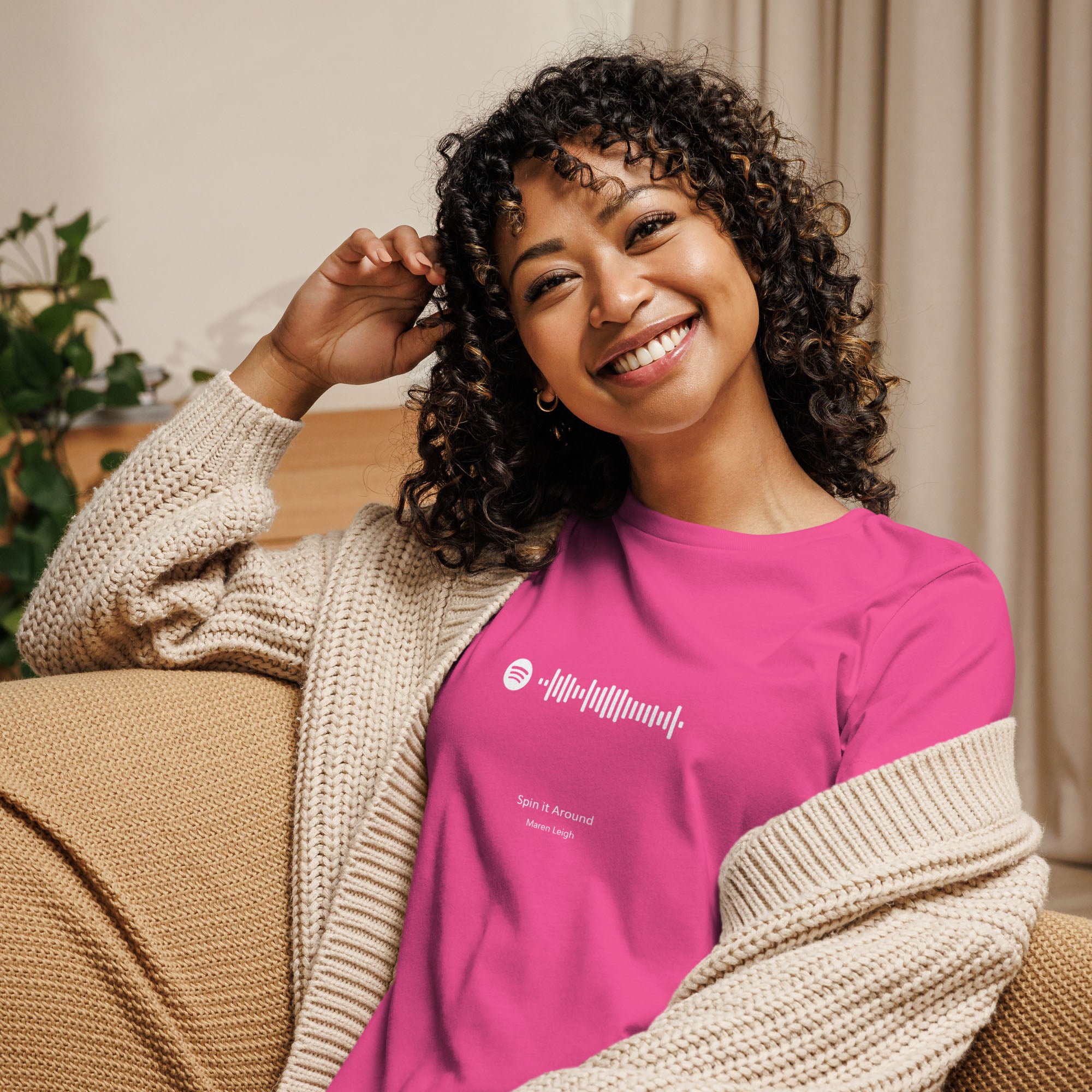 Pink berry Women's tshirt with printed custom music code and custom text