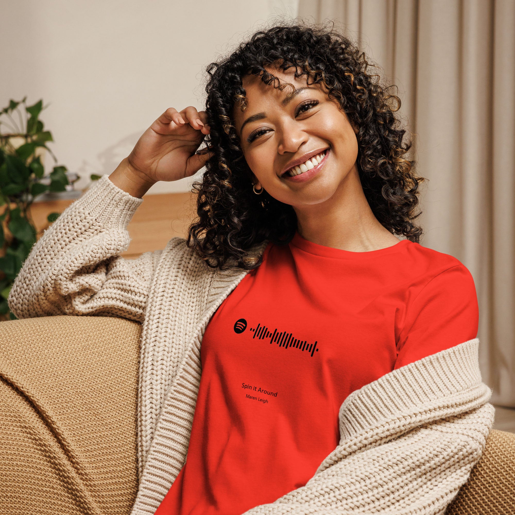 Orange poppy Women's tshirt with printed custom music code and custom text