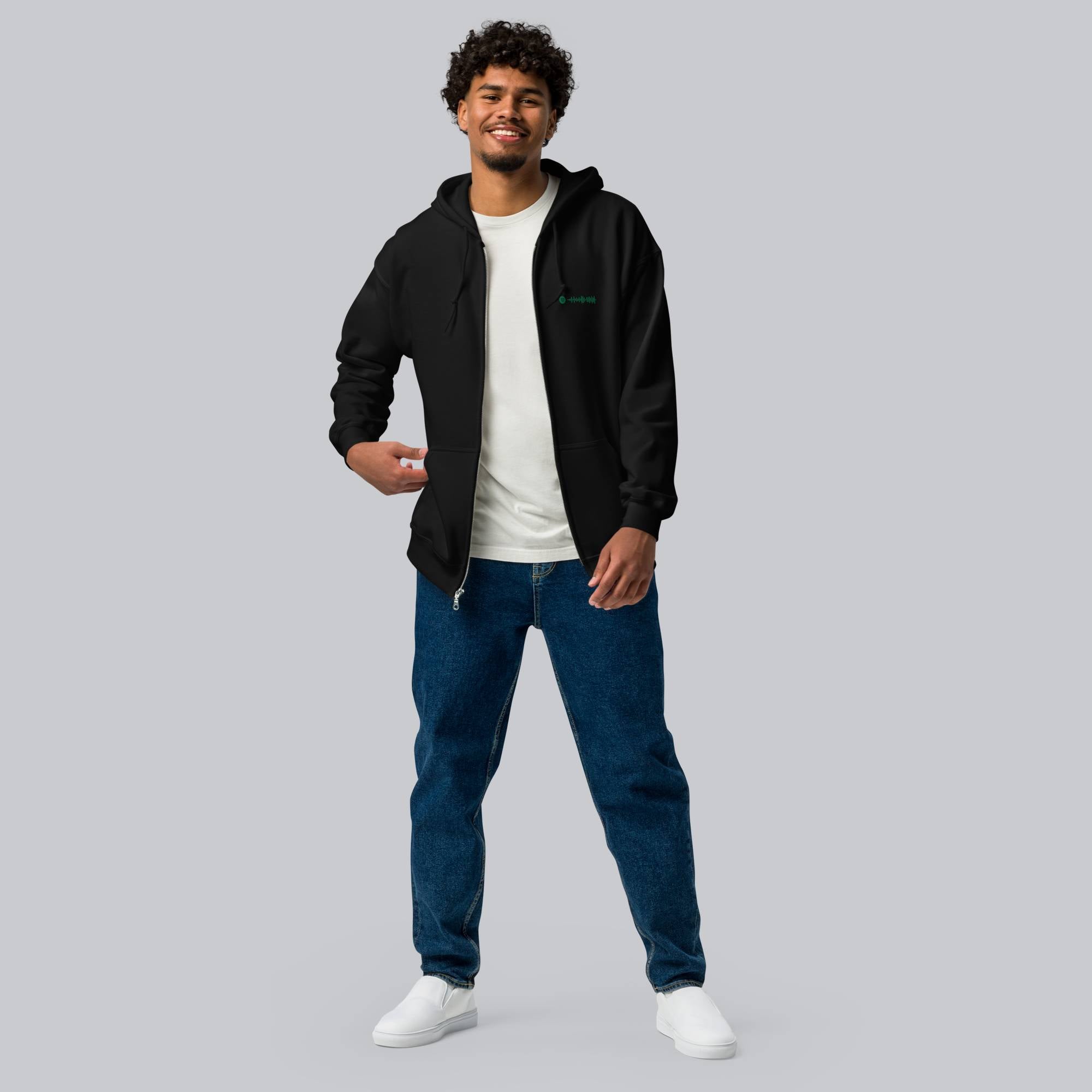 Black Zip Hoodie with custom Music Code