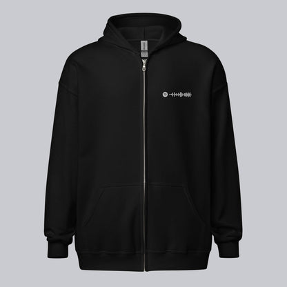 Black Zip Hoodie with custom Music Code