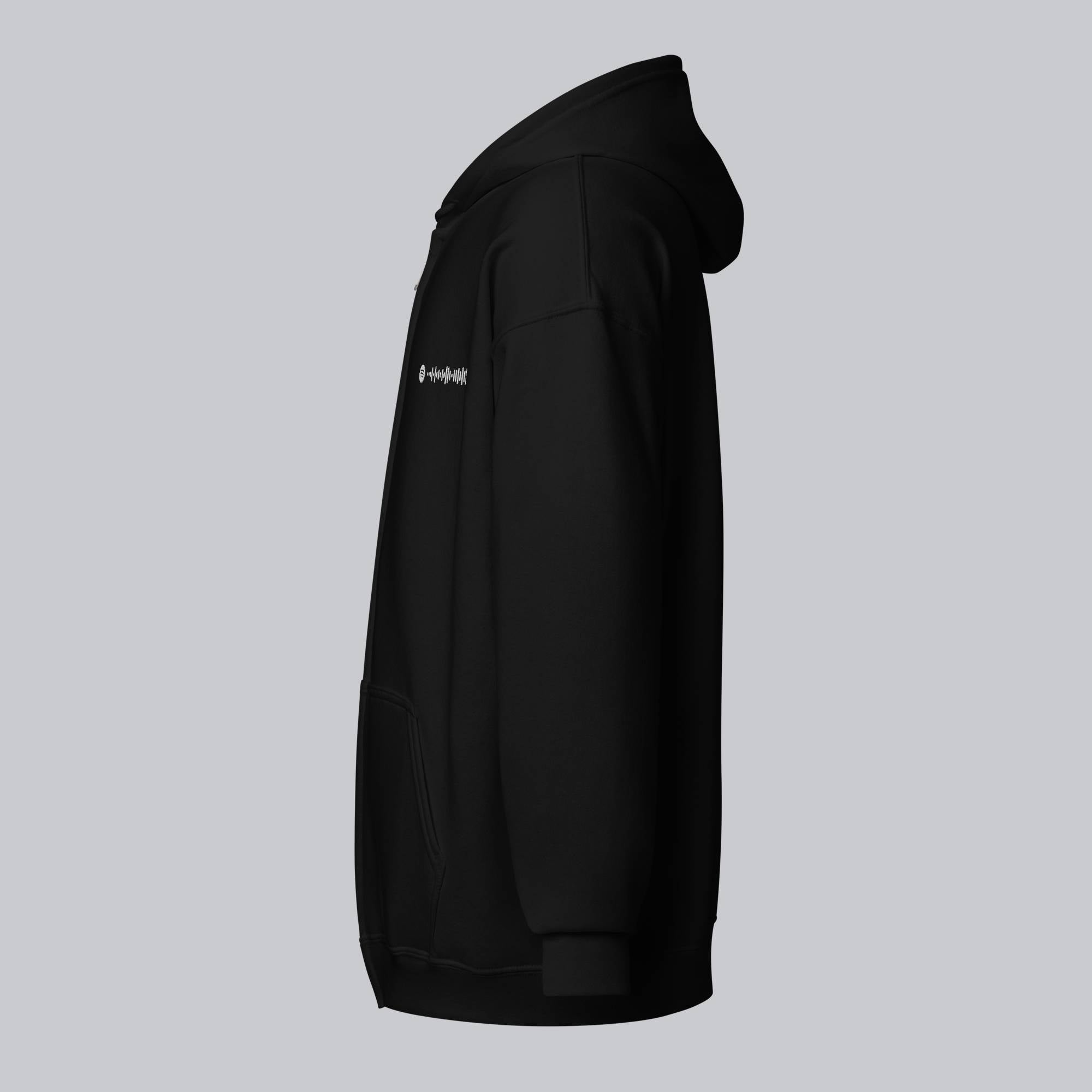 Black Zip Hoodie with custom Music Code