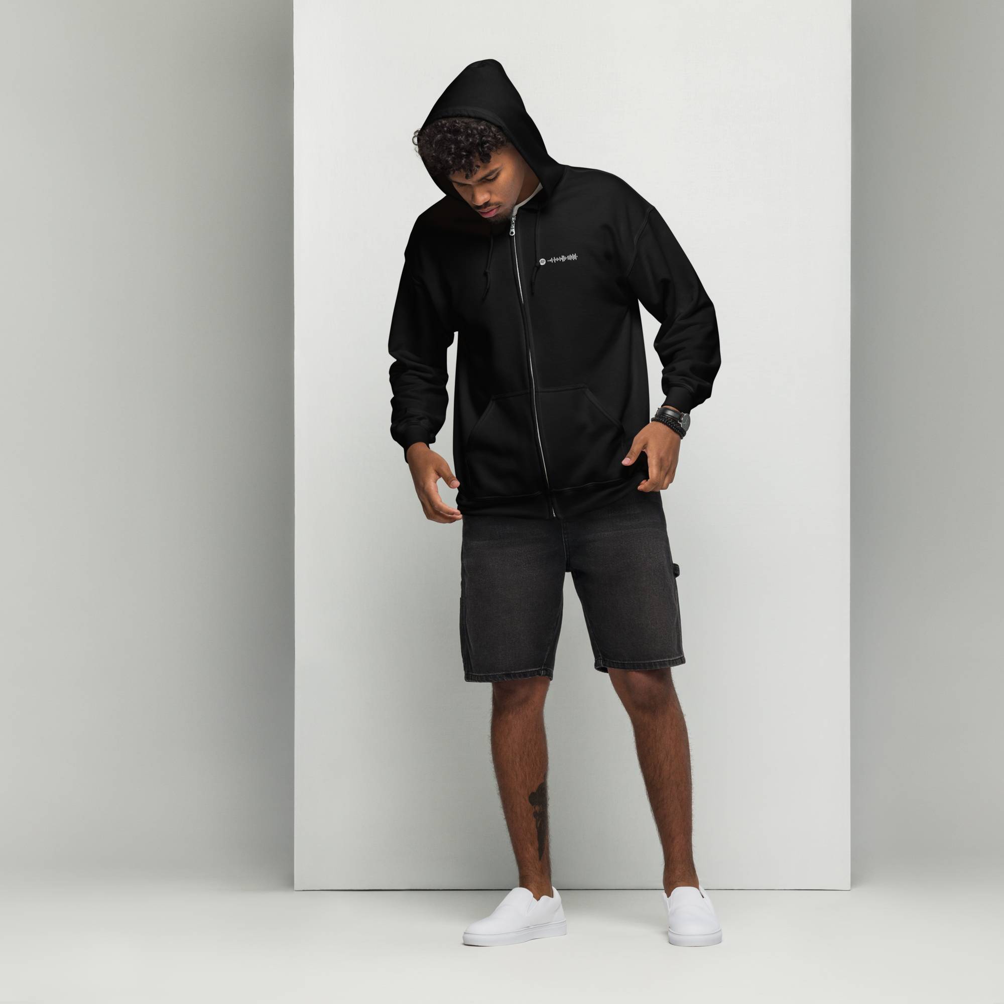 Black Zip Hoodie with custom Music Code