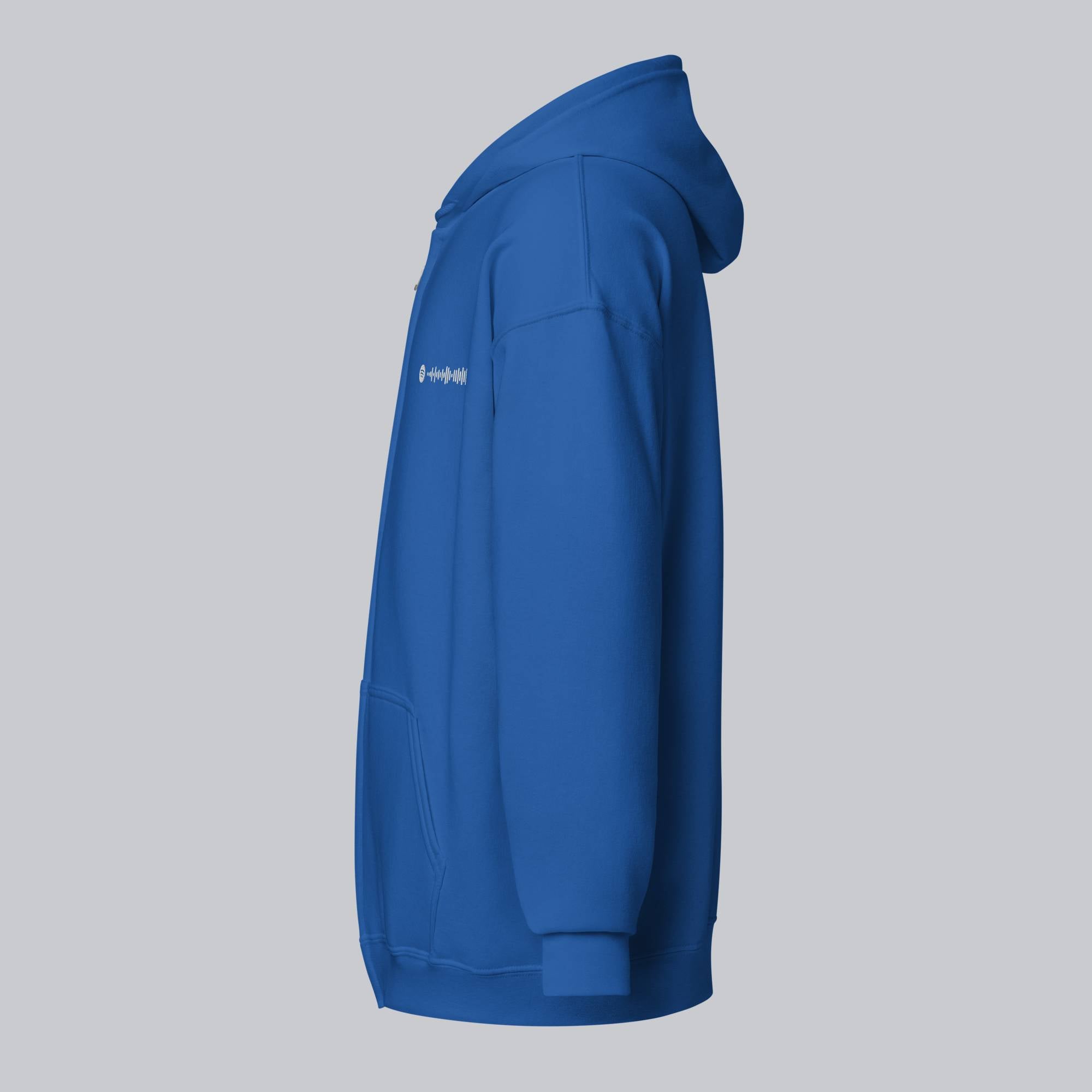 Blue Zip Hoodie with custom Music Code