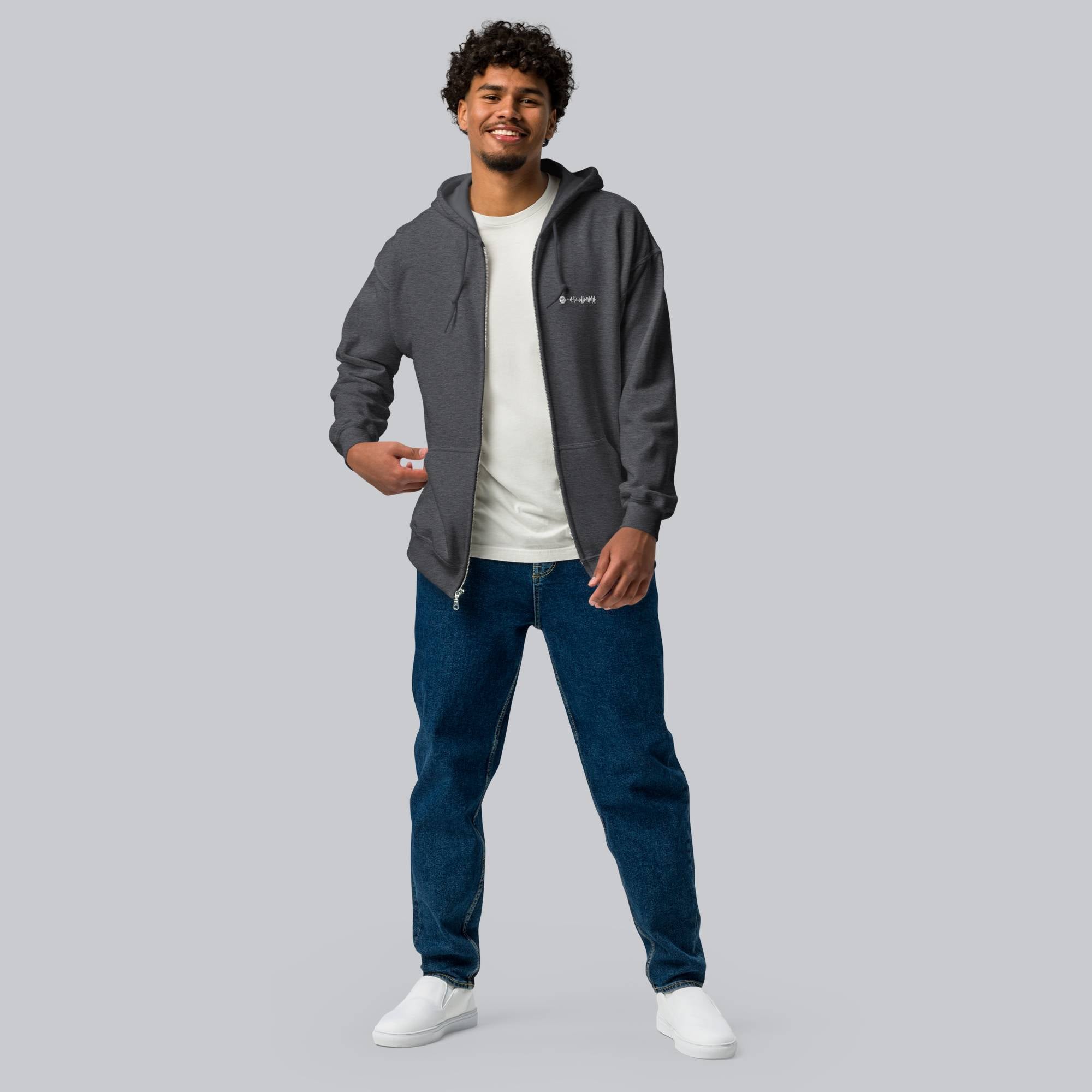 Dark Grey Zip Hoodie with custom Music Code
