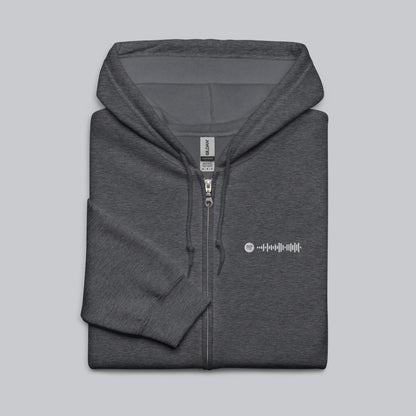 Dark Grey Zip Hoodie with custom Music Code