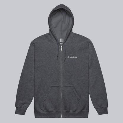 Dark Grey Zip Hoodie with custom Music Code