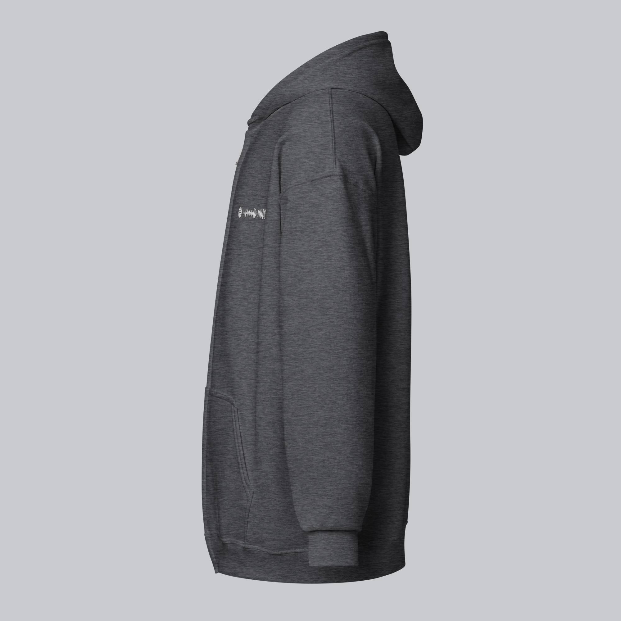 Dark Grey Zip Hoodie with custom Music Code