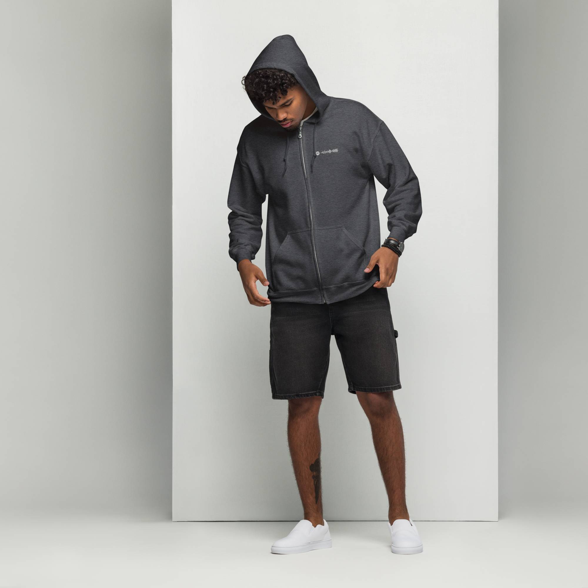 Dark Grey Zip Hoodie with custom Music Code