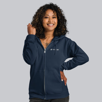 Navy Zip Hoodie with custom Music Code