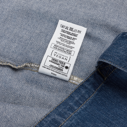 Organic denim tote with custom Music Code of your favorite song