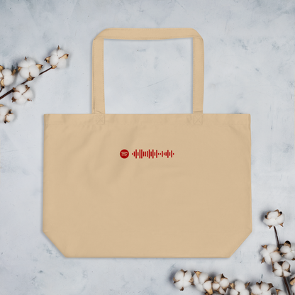 Eco Tote Bag Large Beige with custom Music Code of your favorite song