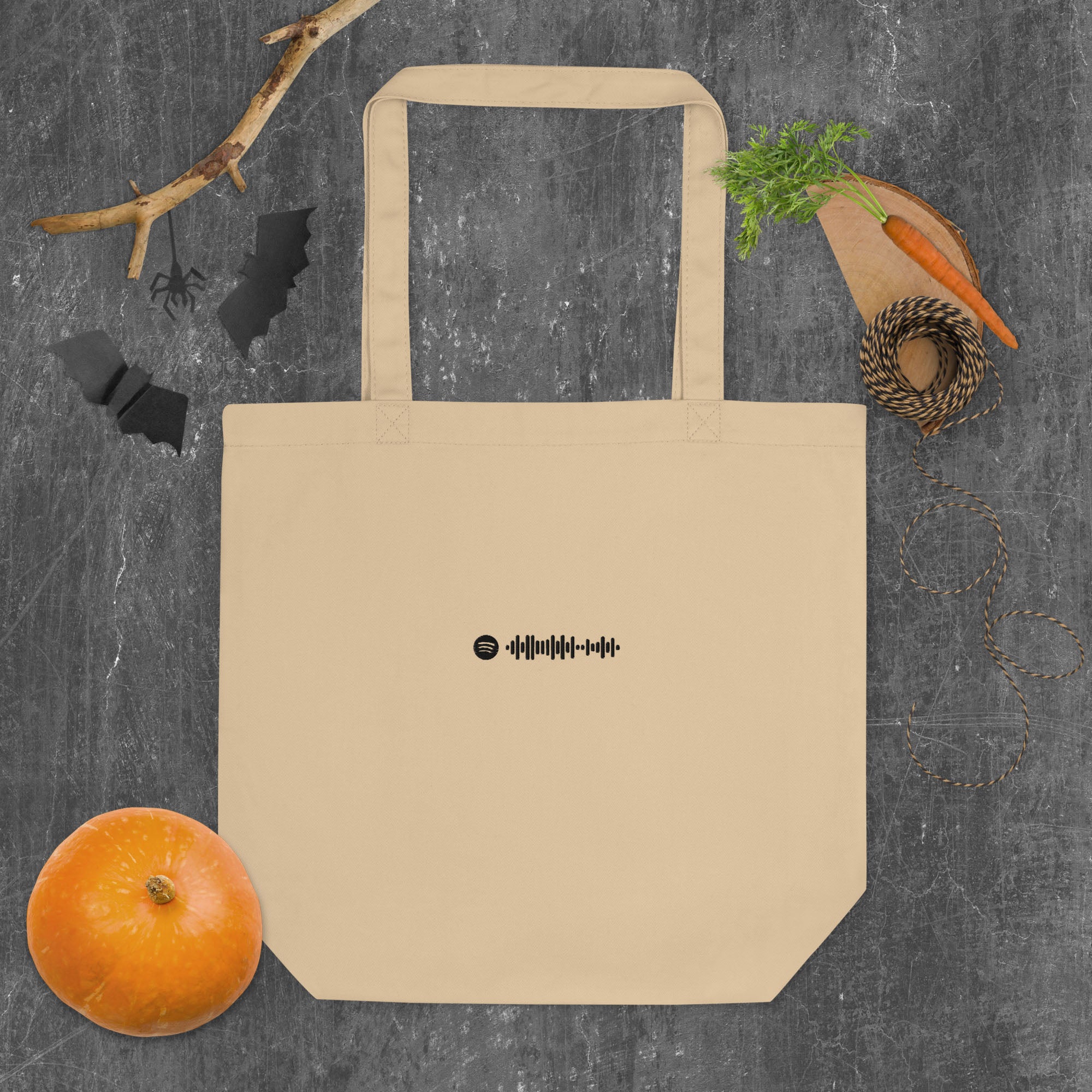 Eco Tote Bag Small Beige with custom Music Code of your favorite song