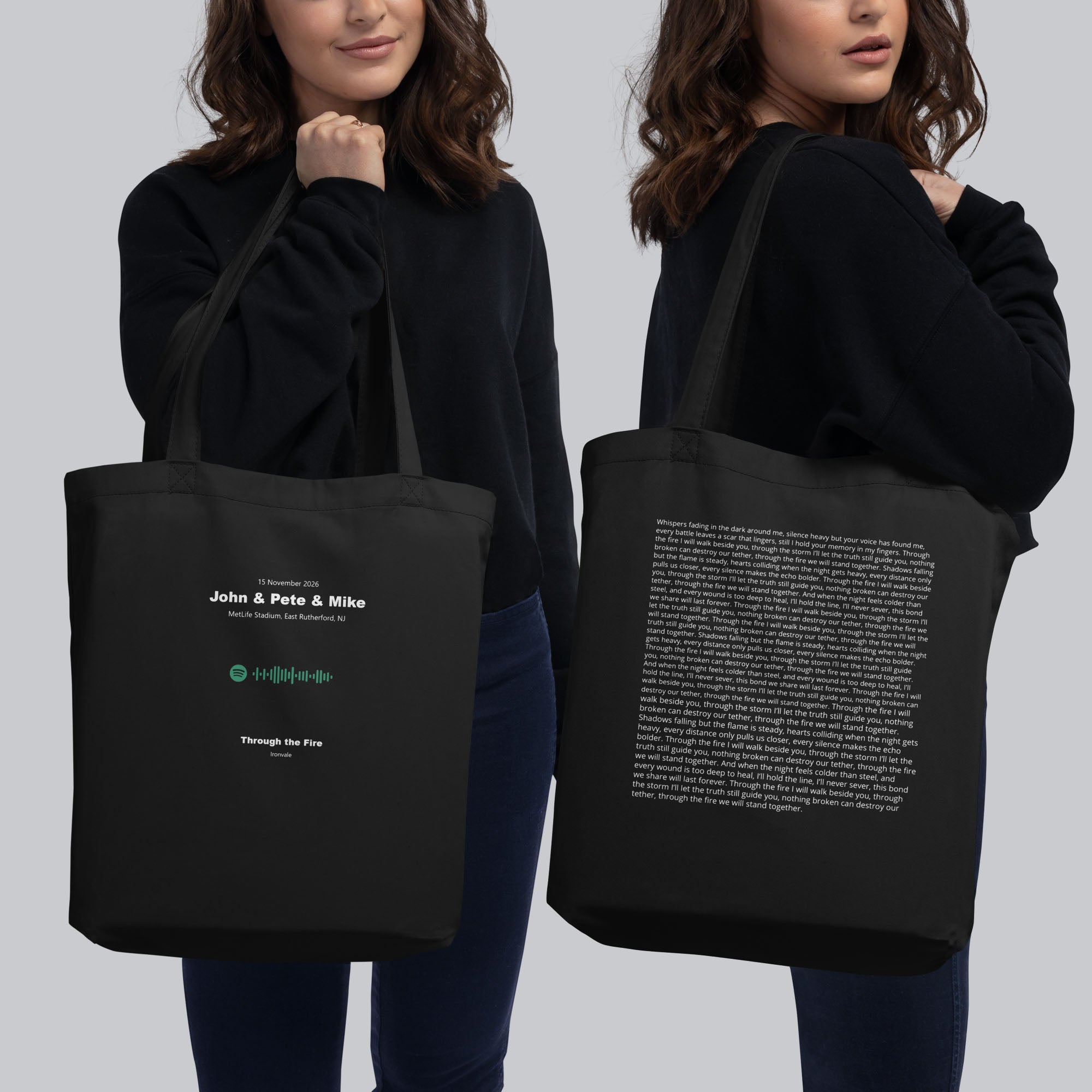 Eco Tote Bag Small Black with custom Music Code of your favorite song#color_black