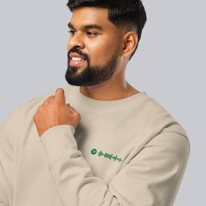 Stanly Stella Organic Unisex Sweathirt Beige with embroidered custom Music Code