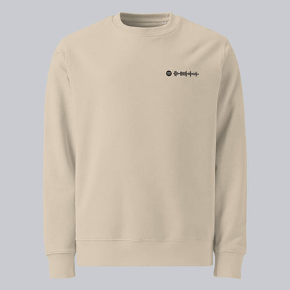 Stanly Stella Organic Unisex Sweathirt Beige with embroidered custom Music Code