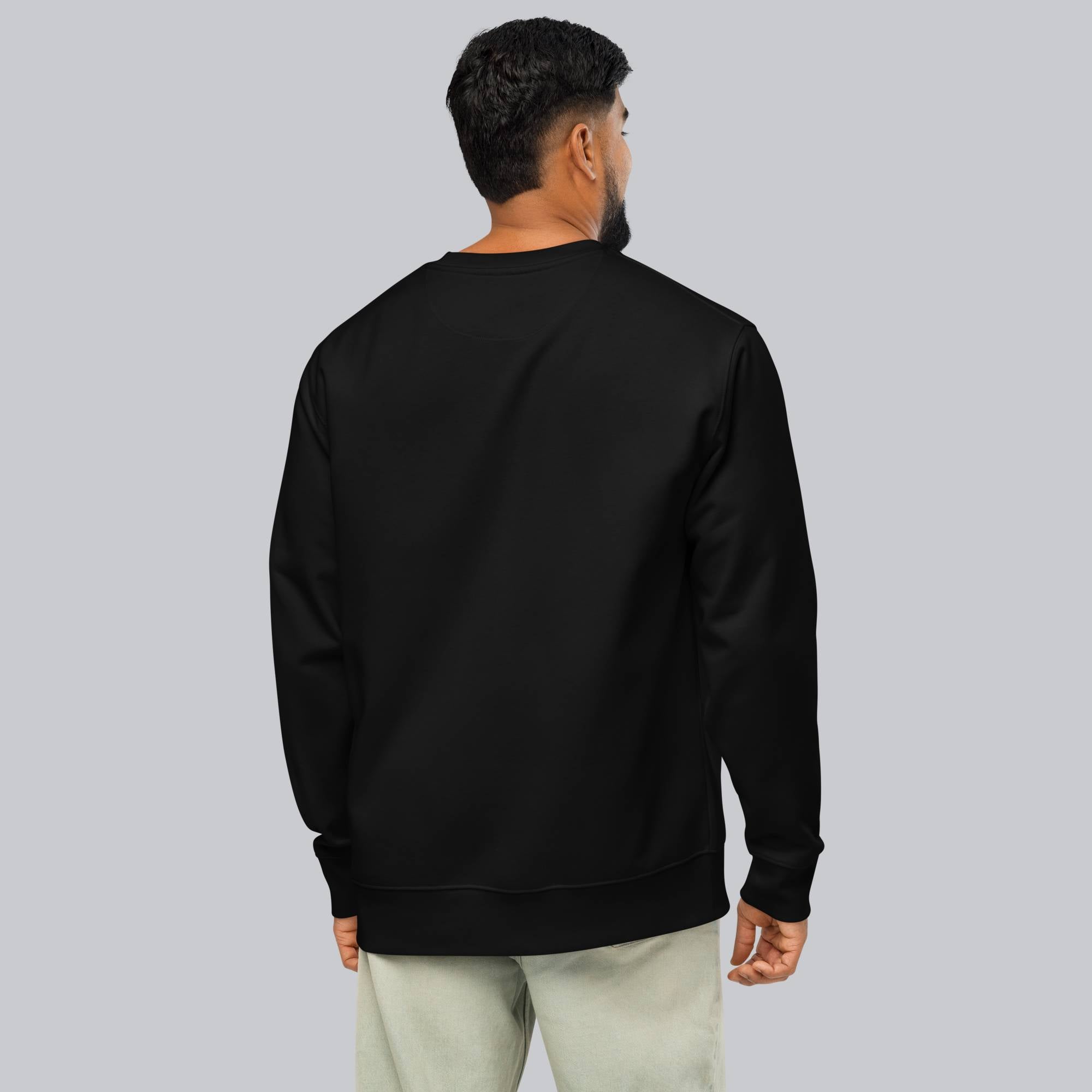 Stanly Stella Organic Unisex Sweathirt Black with embroidered custom Music Code